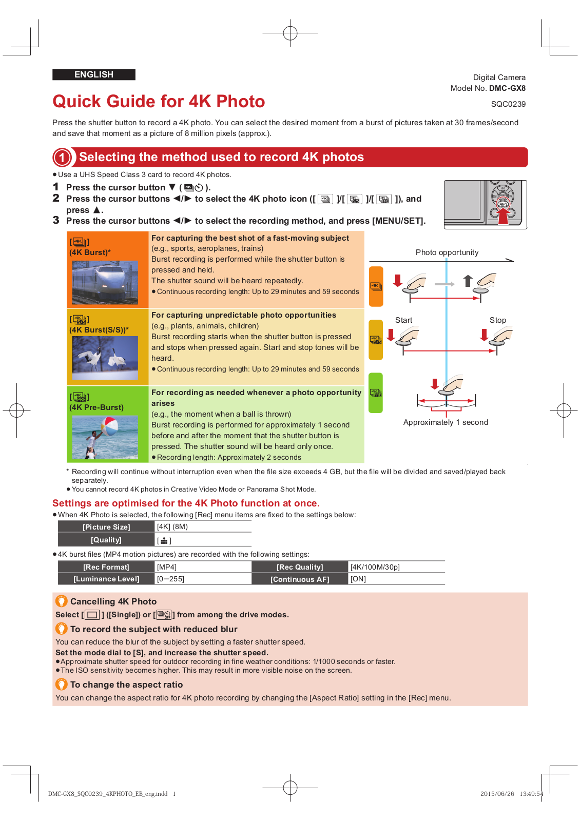 Panasonic DMC-GX-8 Quick Guide