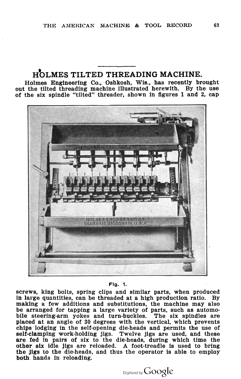 Holmes Engineering Holmes Tilted Threading Machines Other - ManualMachine.com
