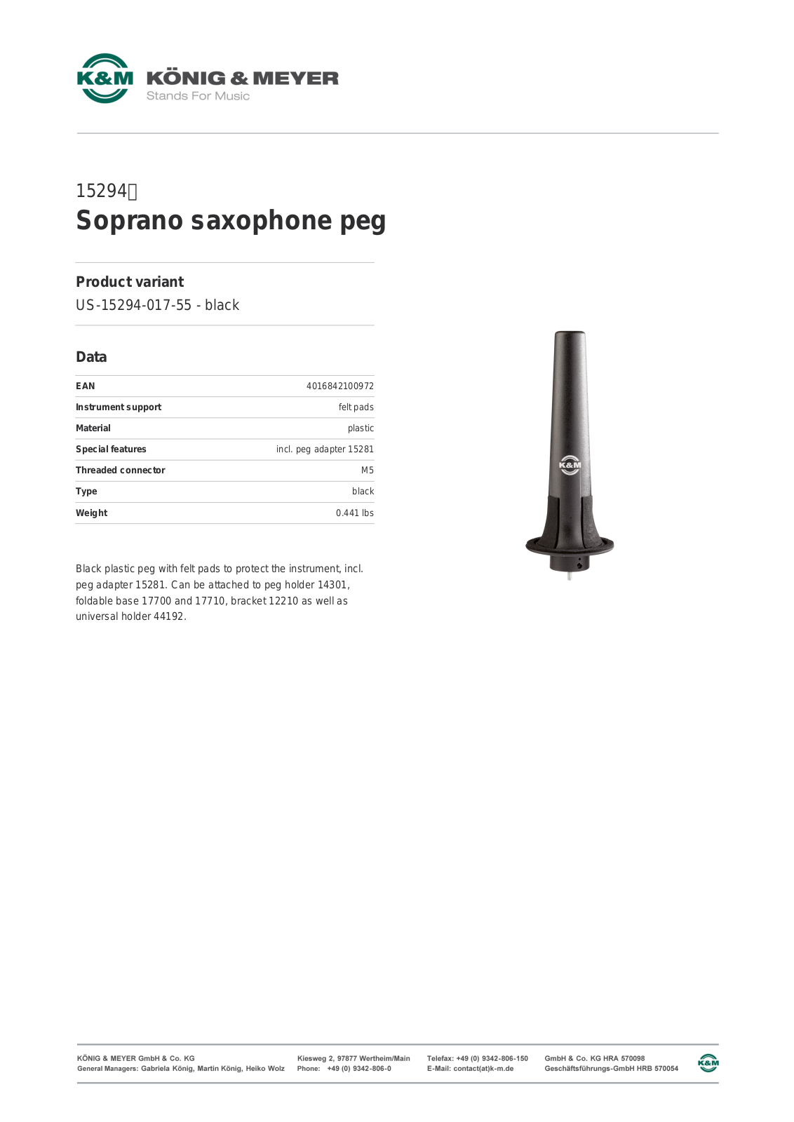 K&M 15294 Data Sheet