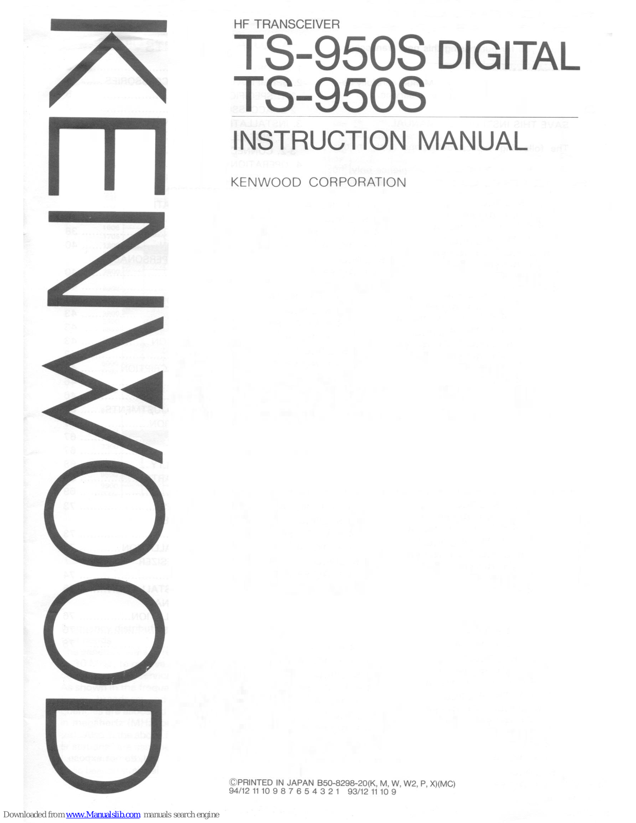 Kenwood TS-950D, TS-950S Digital Instruction Manual