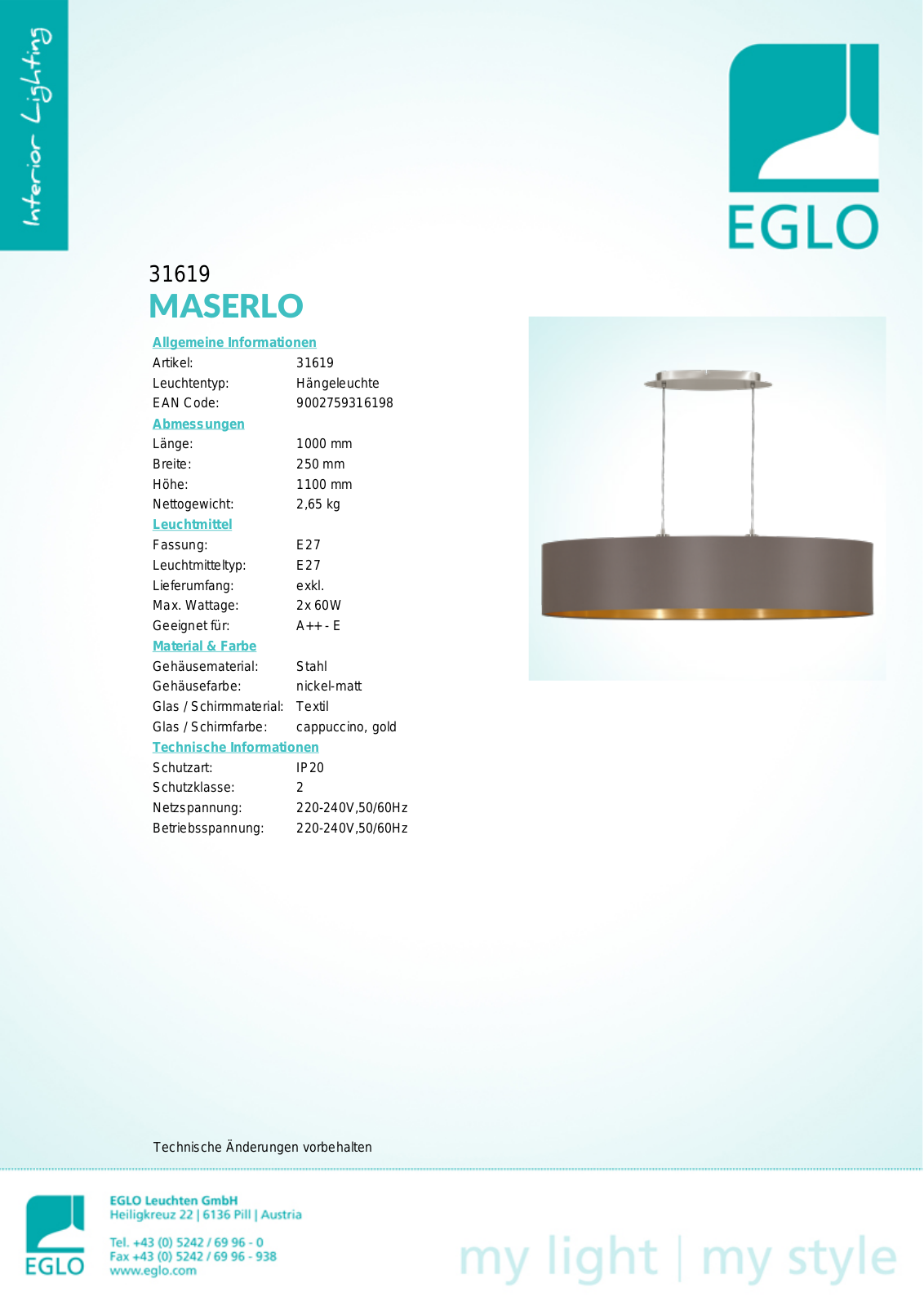 Eglo 31619 Service Manual