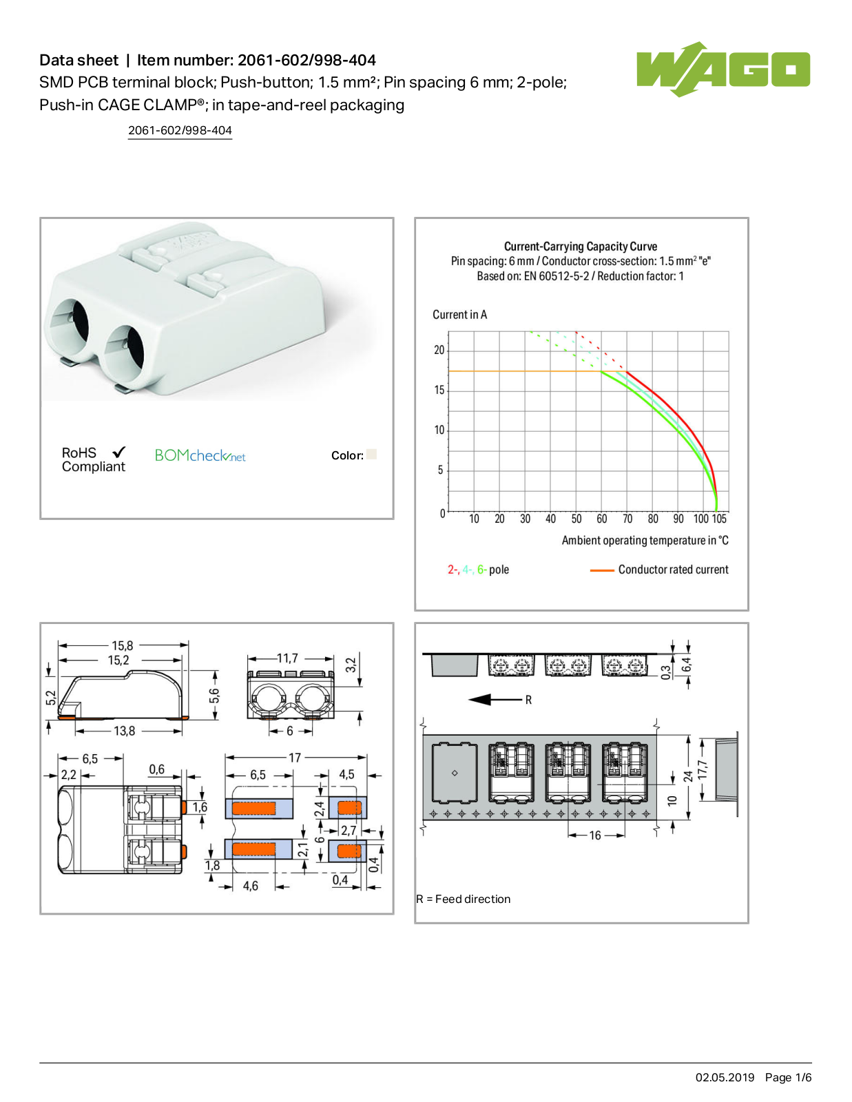 Wago 2061-602/998-404 Data Sheet