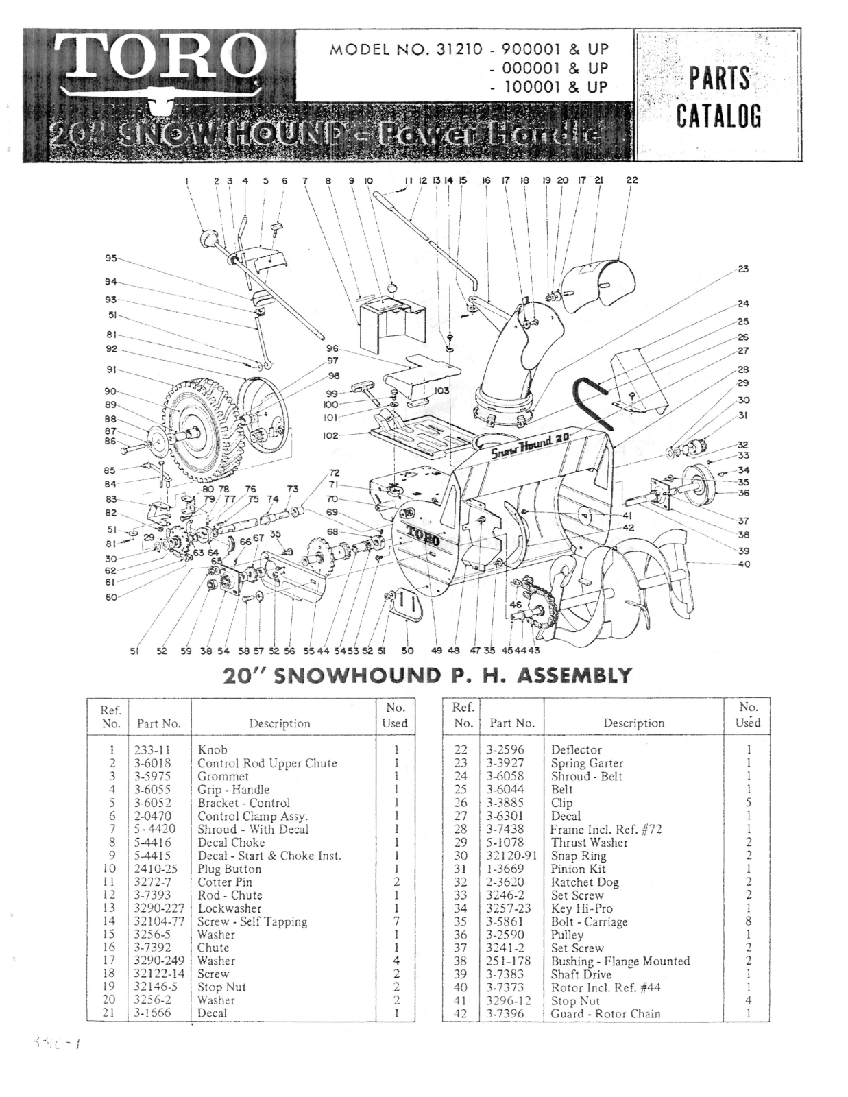 Toro 31210 Parts Catalogue