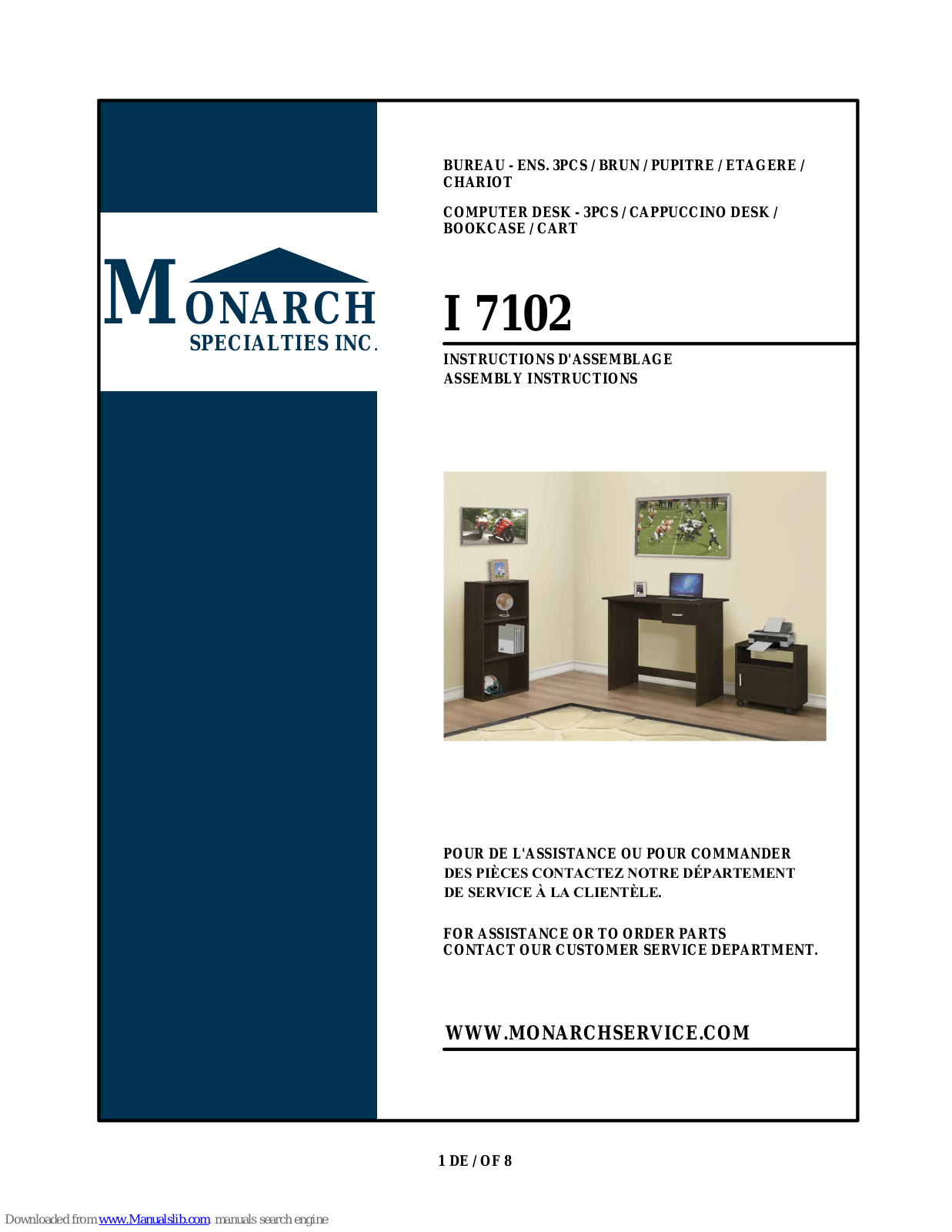 Monarch Specialties I 7102 Assembly Instructions Manual