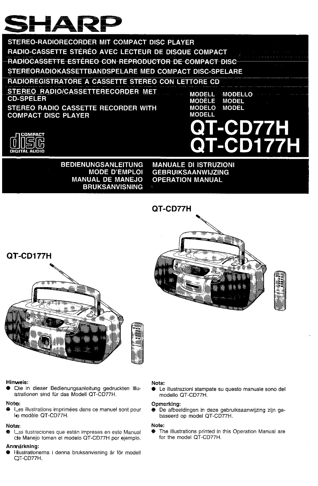 Sharp QT-CD77H, QT-CD177H Manual