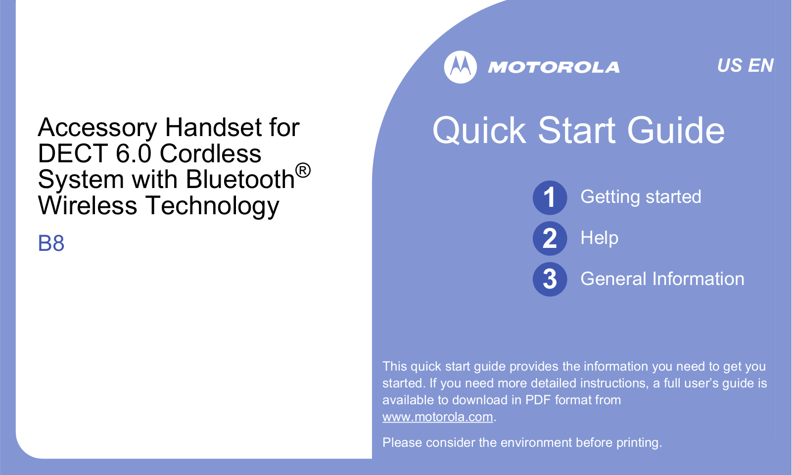 Motorola B8 Quick Start Guide