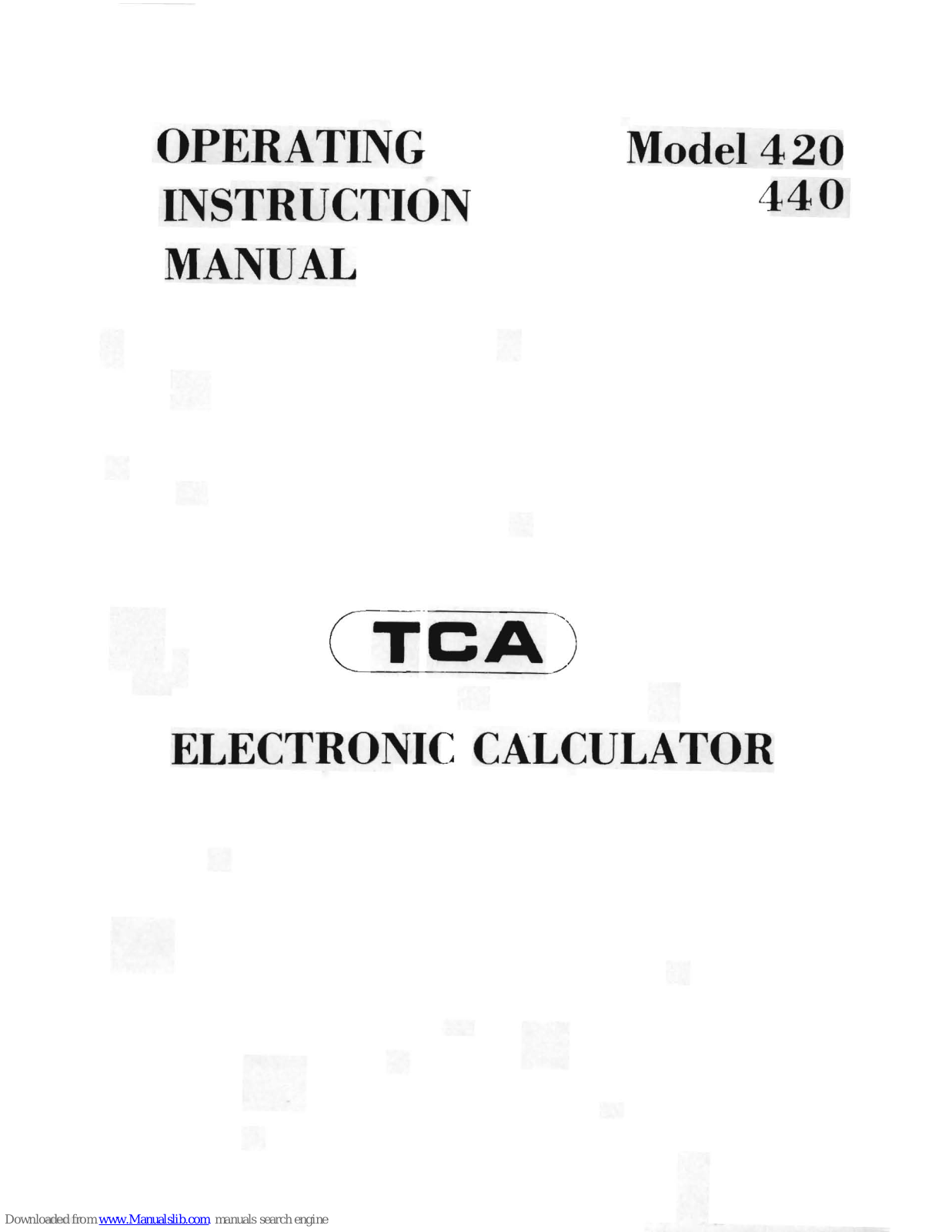 TCA 420, 440 Operating Instructions Manual - ManualMachine.com