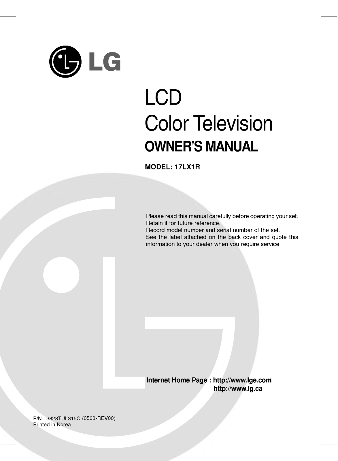 LG 17LX1R-MB User Manual