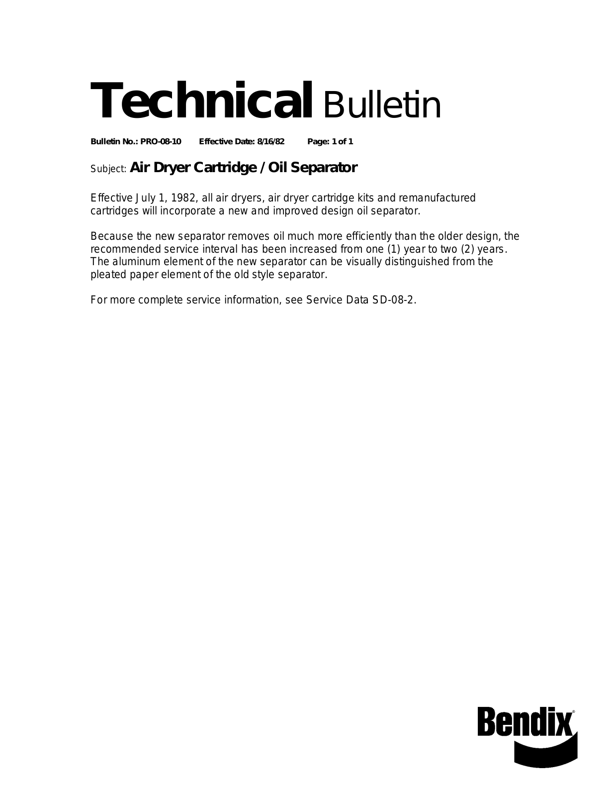 BENDIX TCH-008-010 User Manual