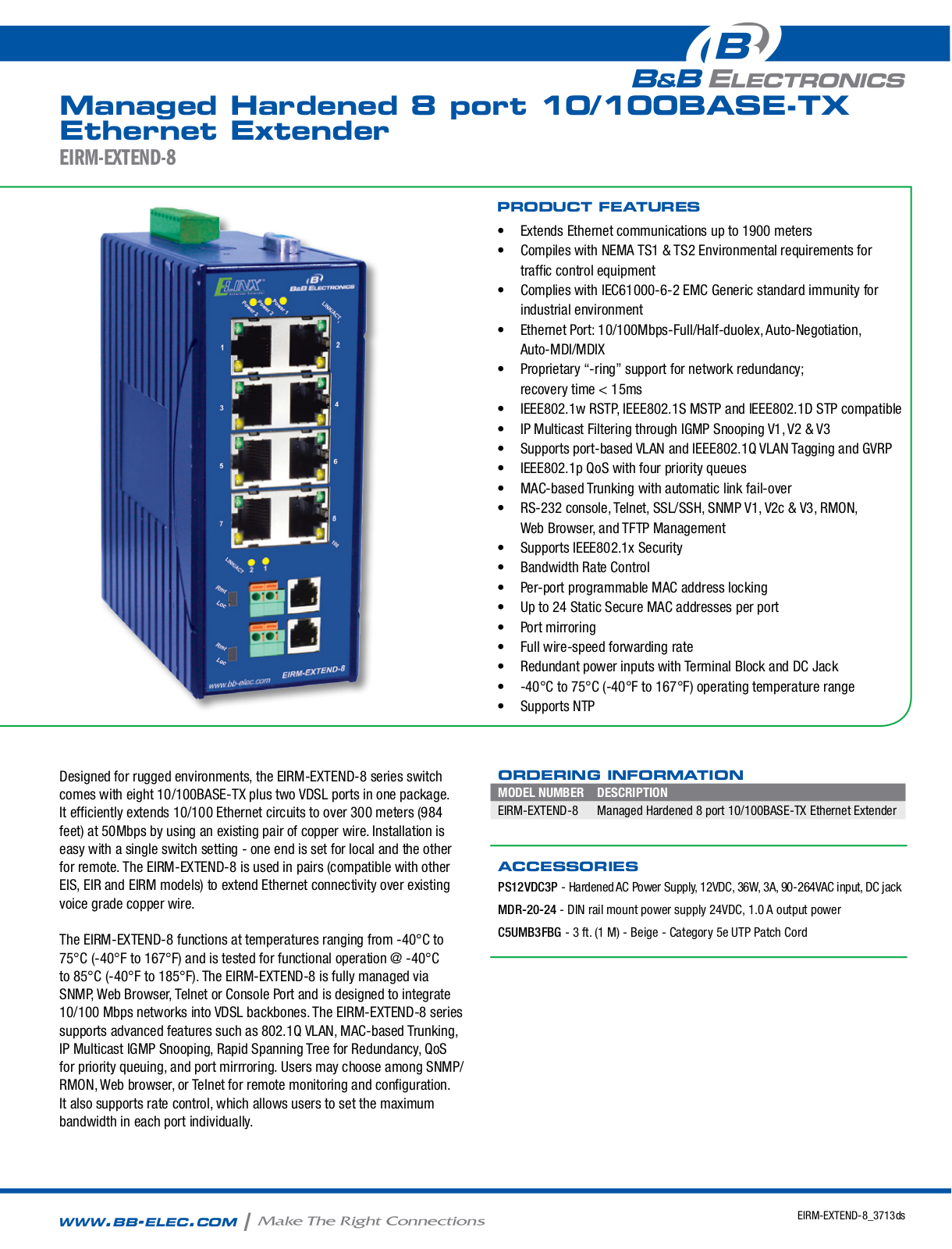 B&B Electronics EIRM-EXTEND-8 Datasheet