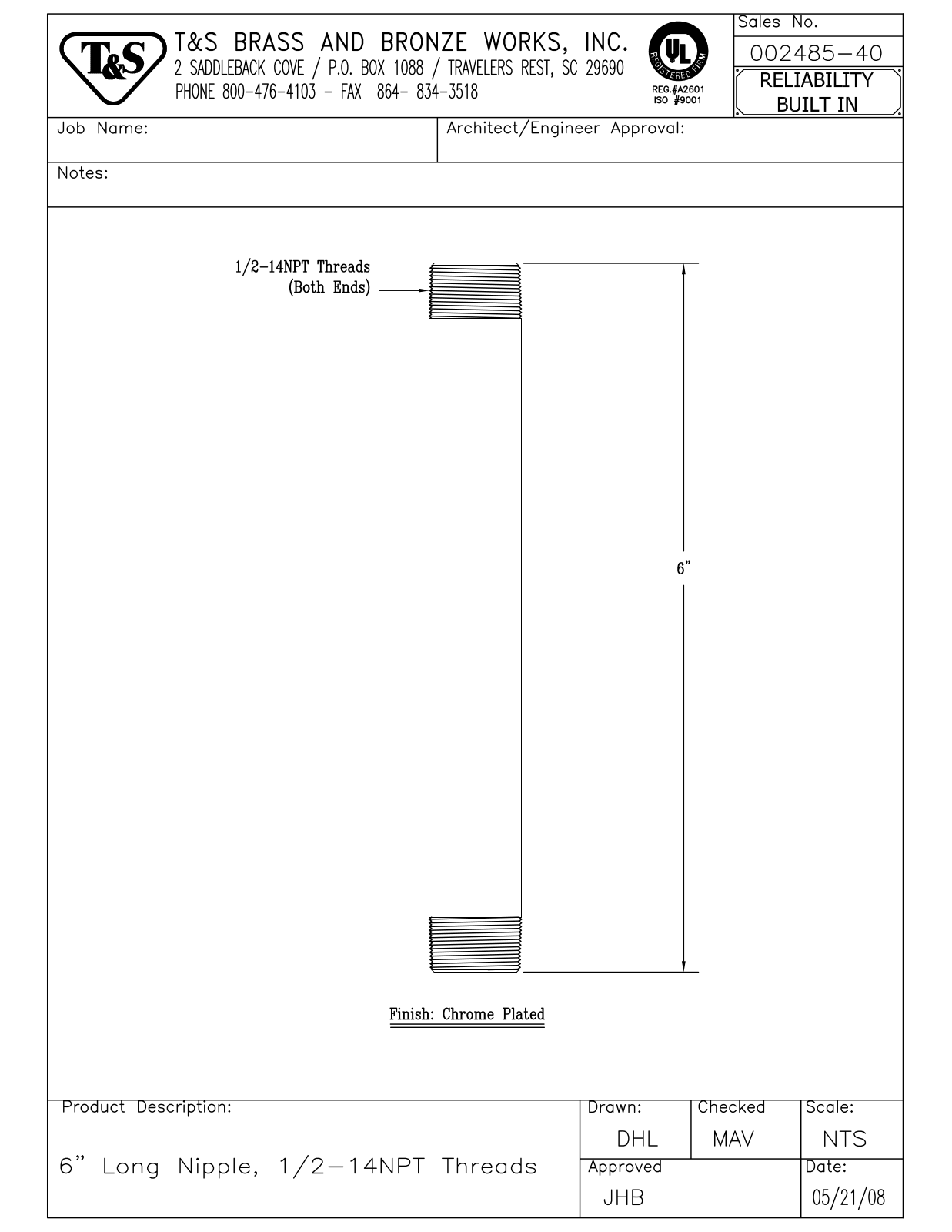 T&S Brass 002485-40 User Manual