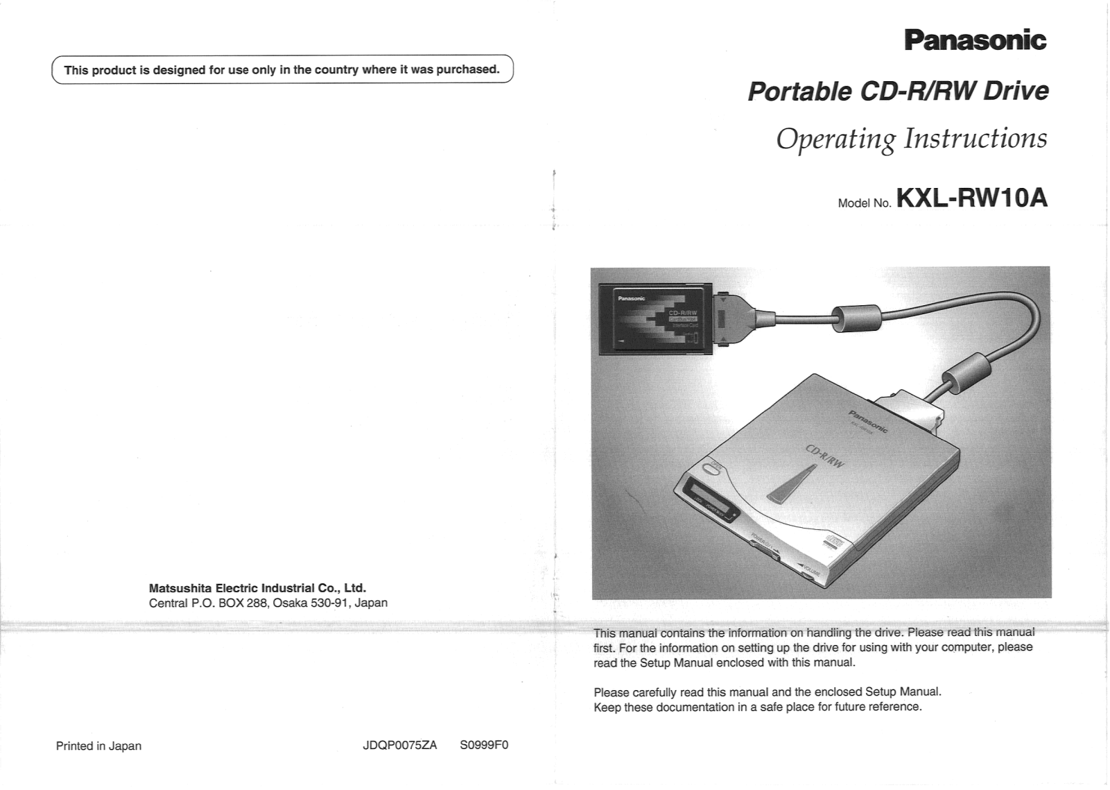 Panasonic KXL-RW10A User Manual