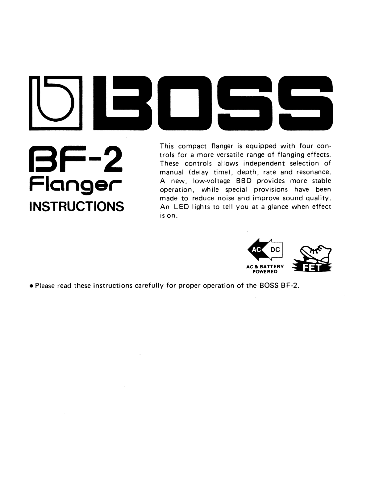 Roland Corporation BF-2 Owner's Manual