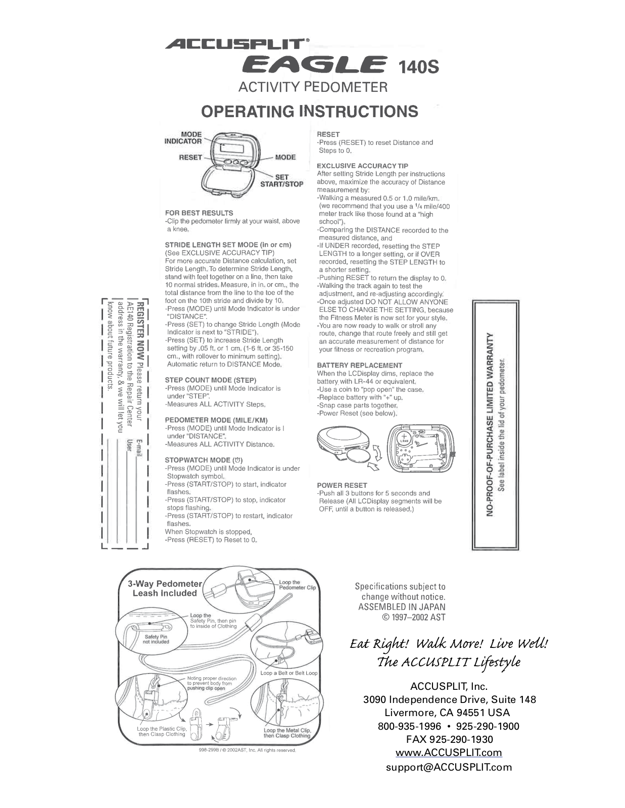 Accusplit 140S User Manual