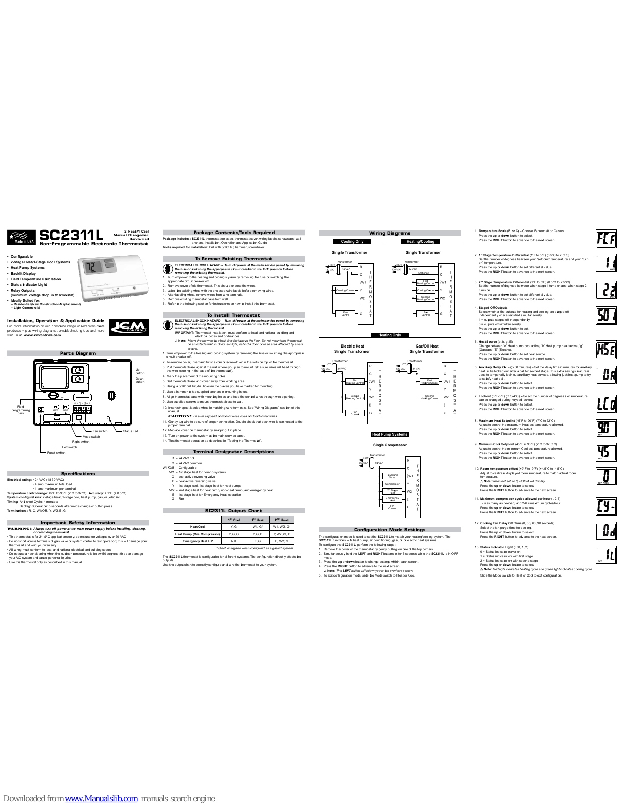 ICM Controls SC2311L Installation, Operation & Application Manual