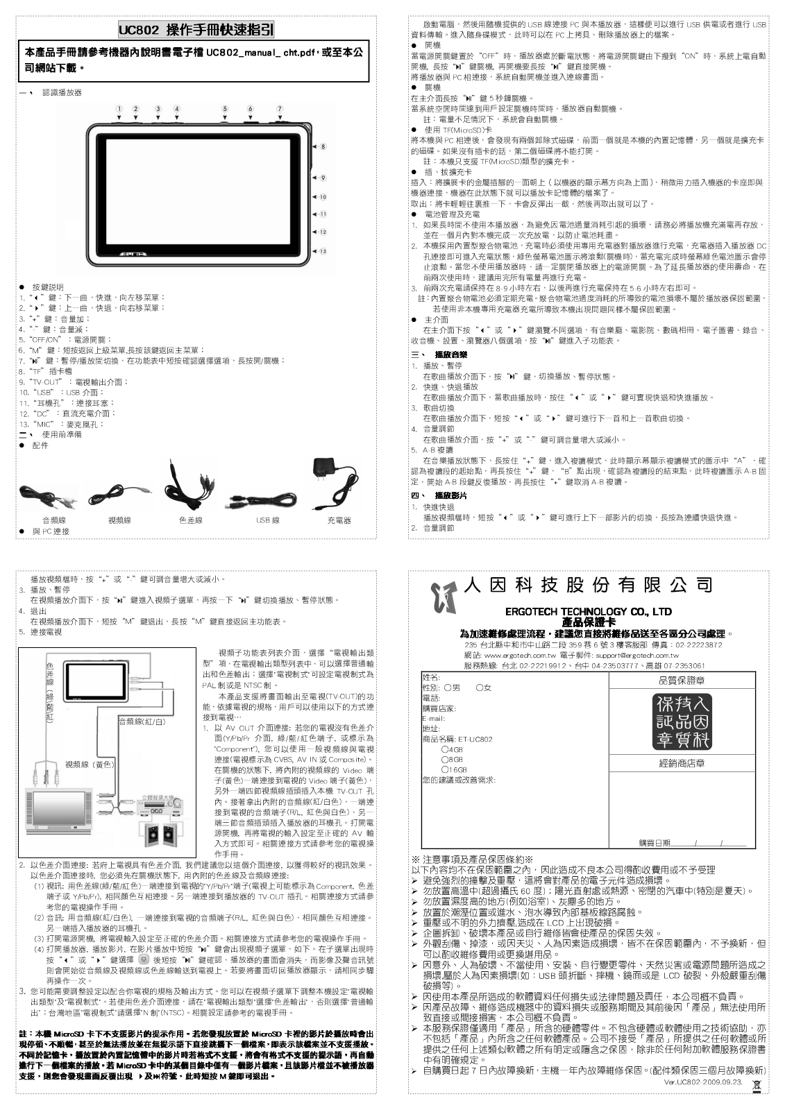 Ergotech UC802 Quick Start Guide