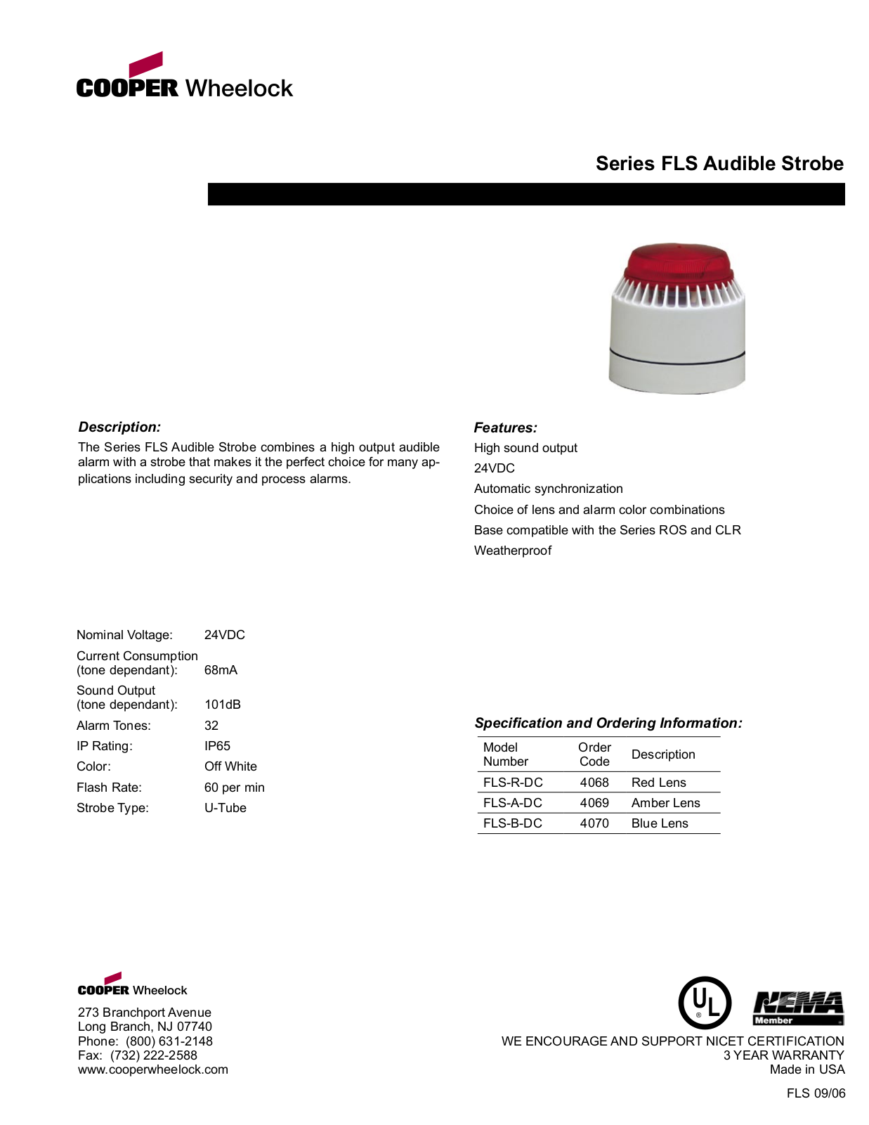 Wheelock FLS-R-DC, FLS-A-DC, FLS-B-DC Specification - ManualMachine.com
