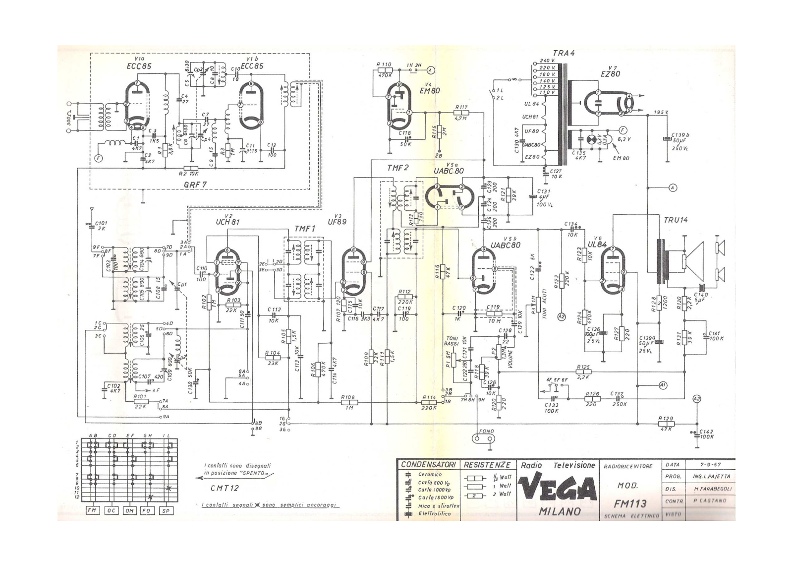 Vega mod.fm113 schematic