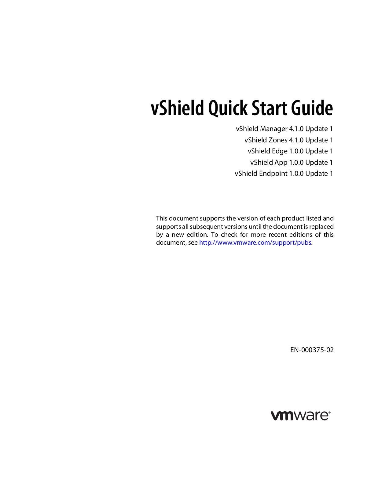 VMware vShield - 4.1 Quick Start Guide