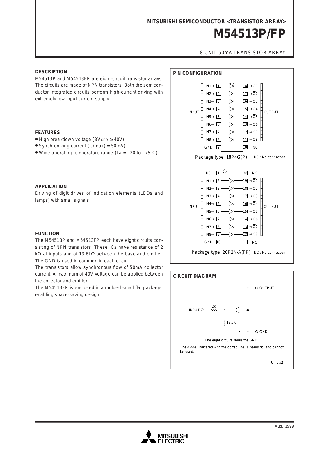 MITSUBISHI M54513P, M54513FP User Guide