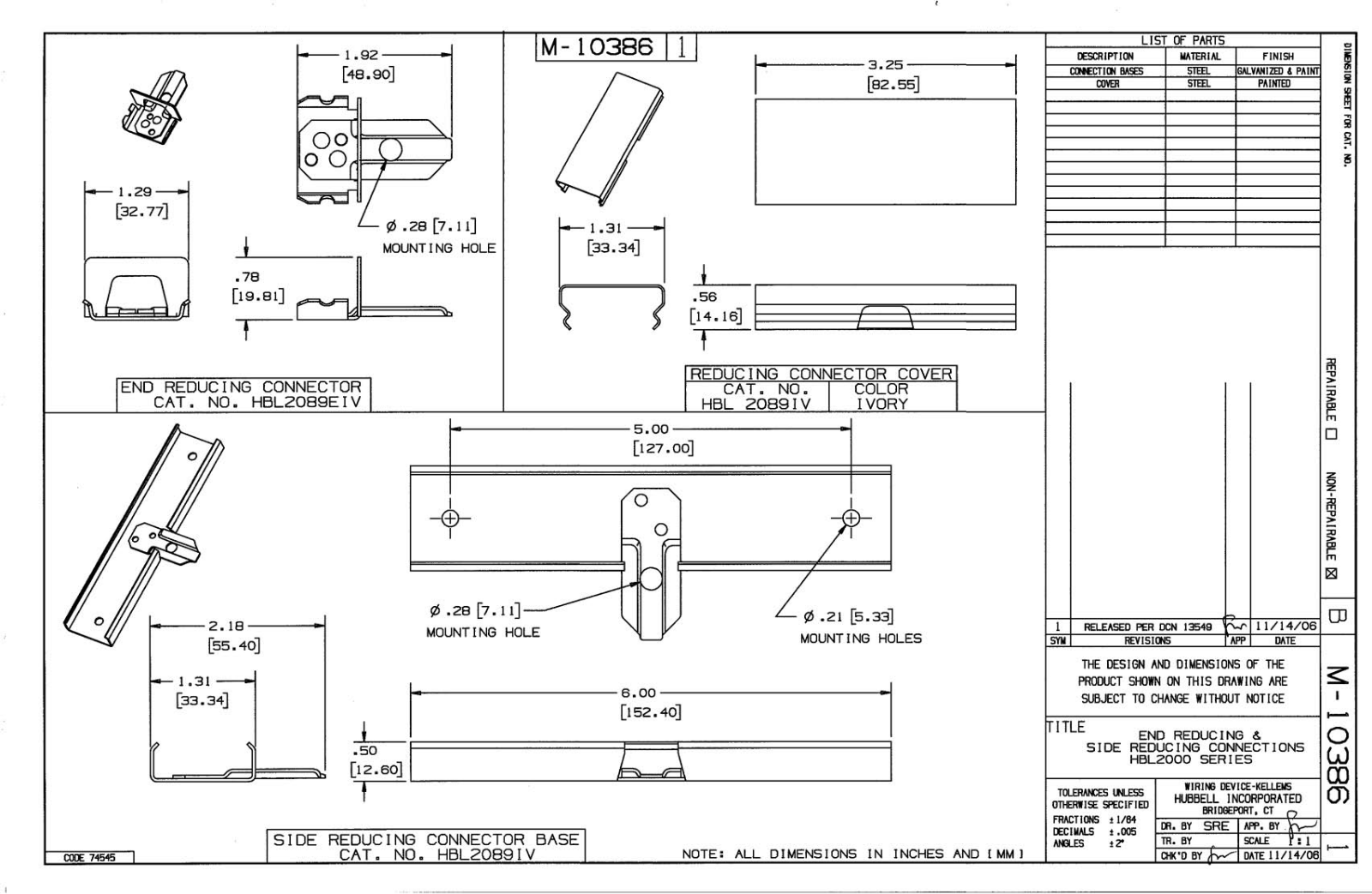 Hubbell HBL2089 Reference Drawing