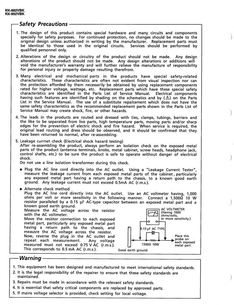 JVC RX-882-VBK, RX-992-VBK Service manual