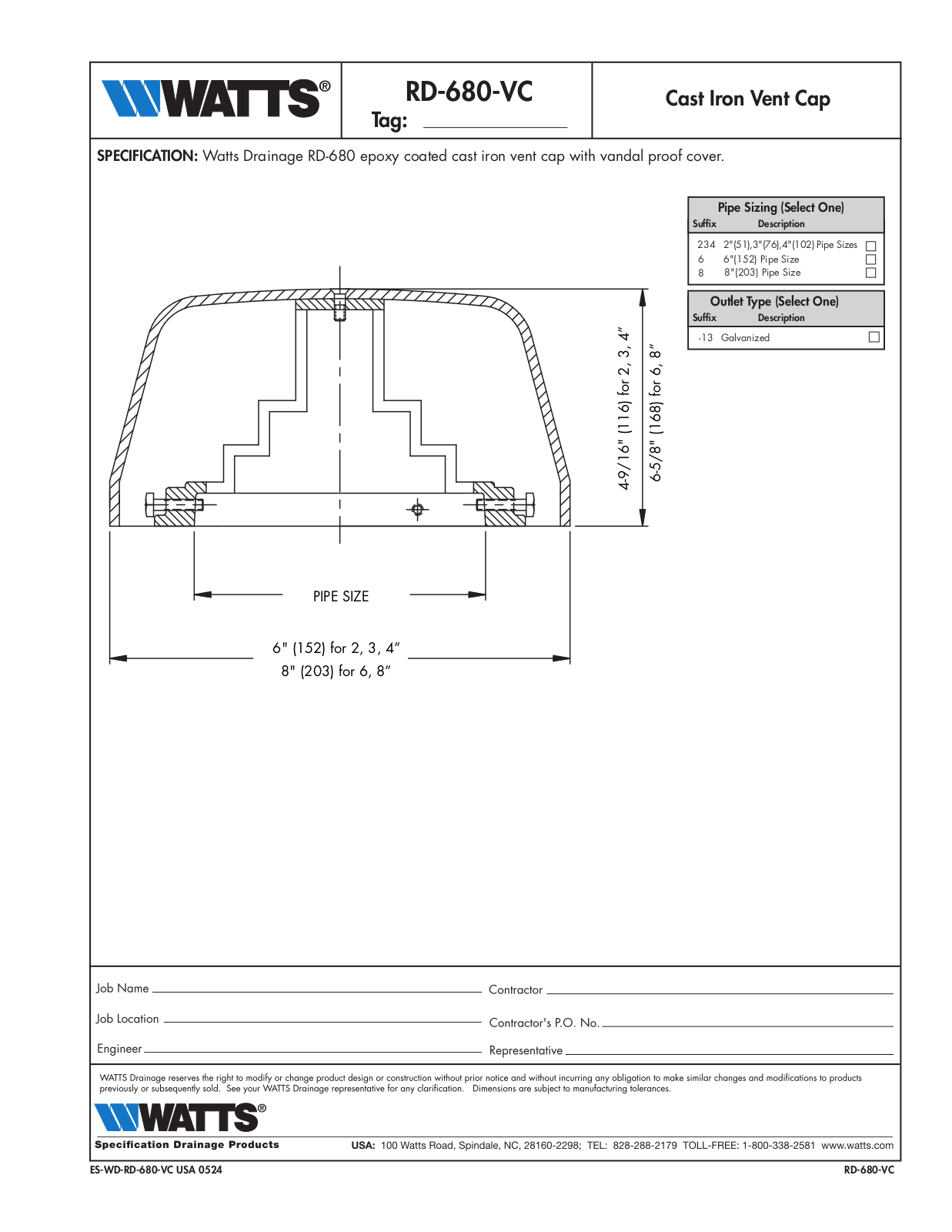 Watts RD-680-VC User Manual