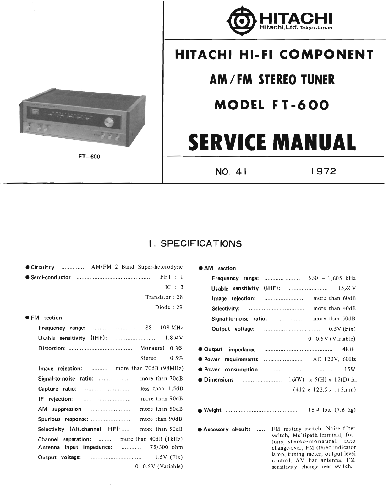 Hitachi FT-600 Service Manual