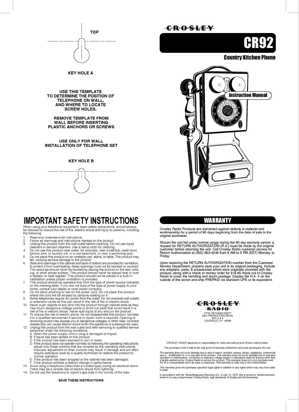 Crosley Radio CR92 User Manual