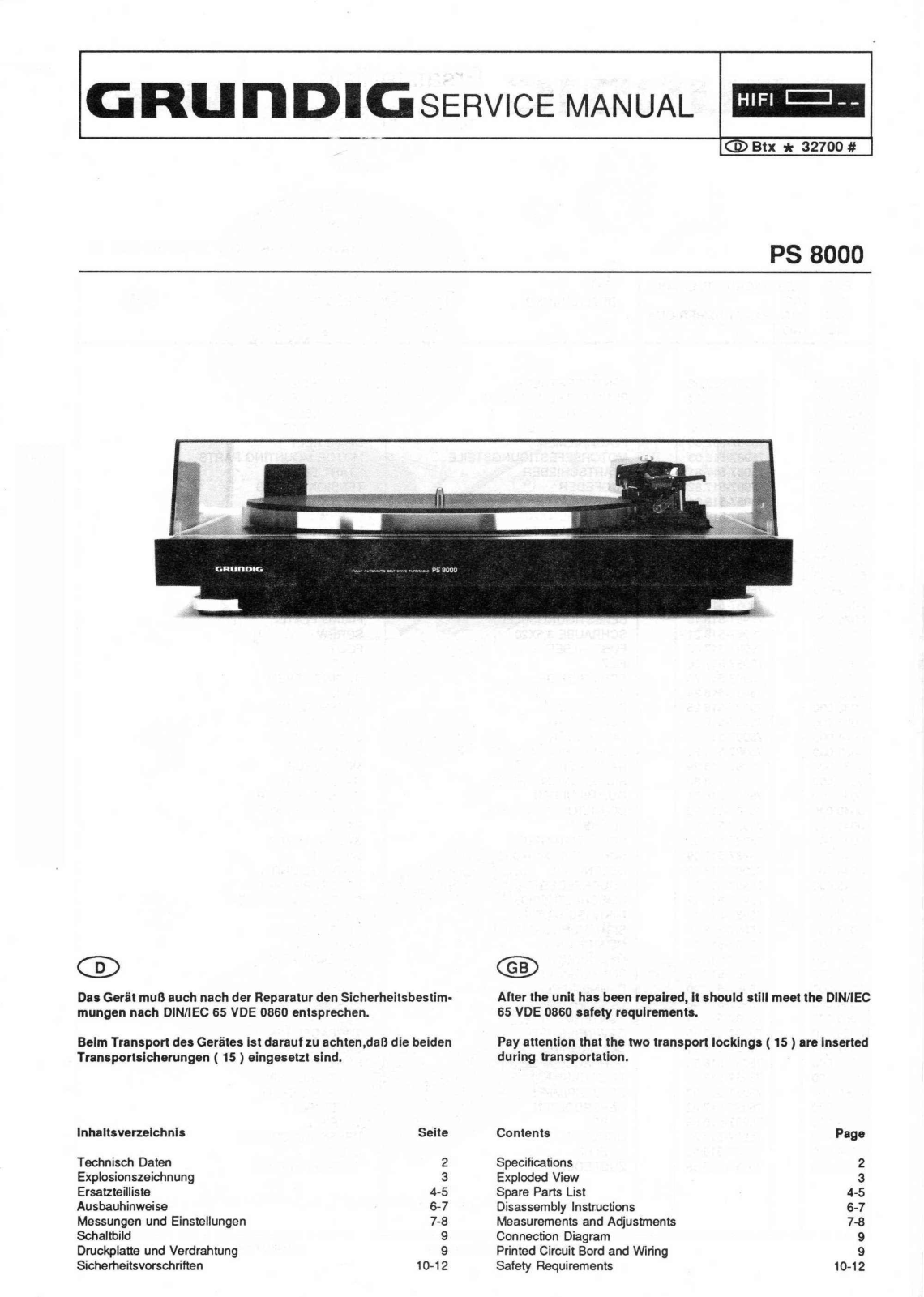 Grundig MV-4-PS-8000 Service Manual