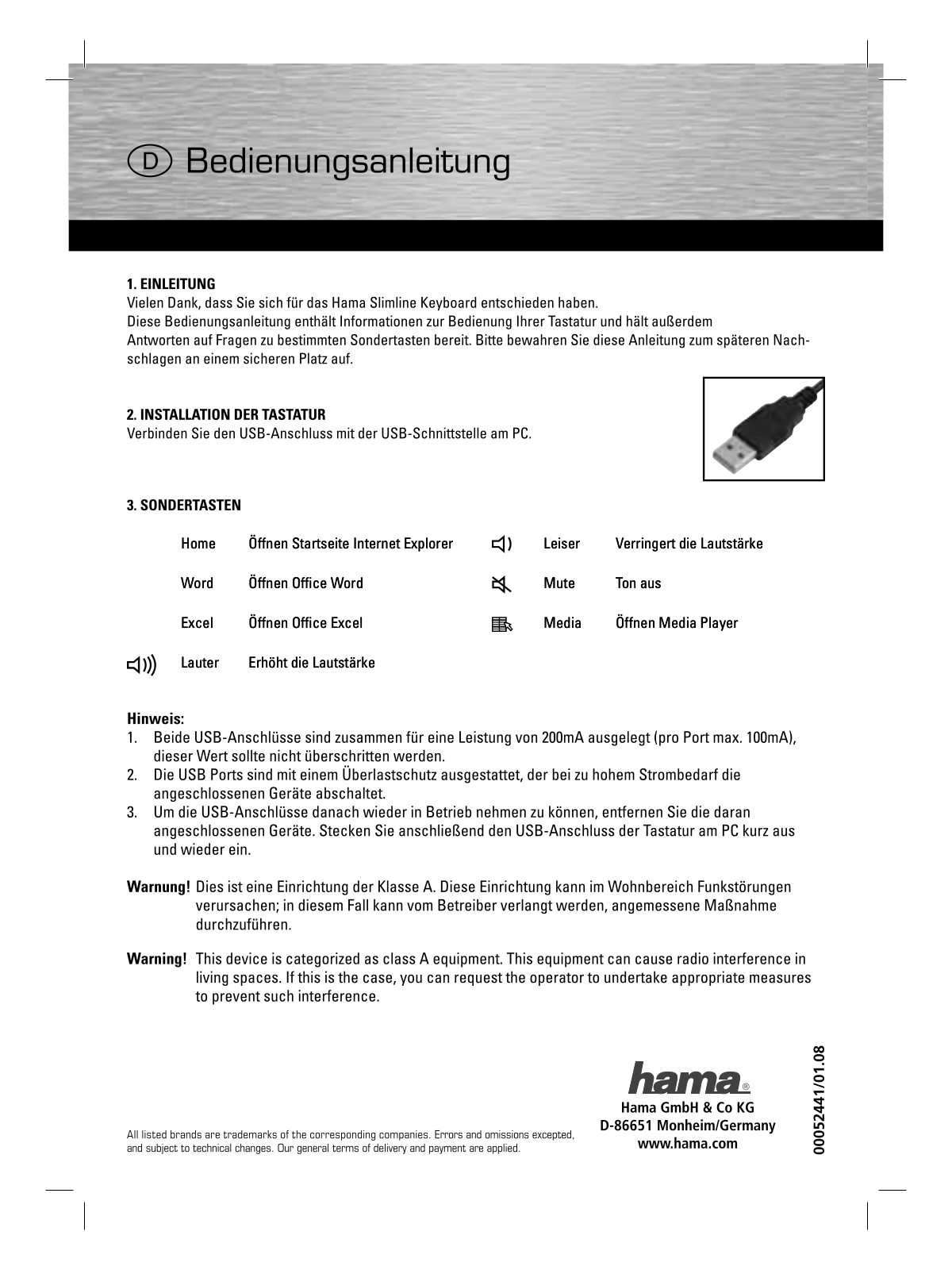 Hama 52441 User manual