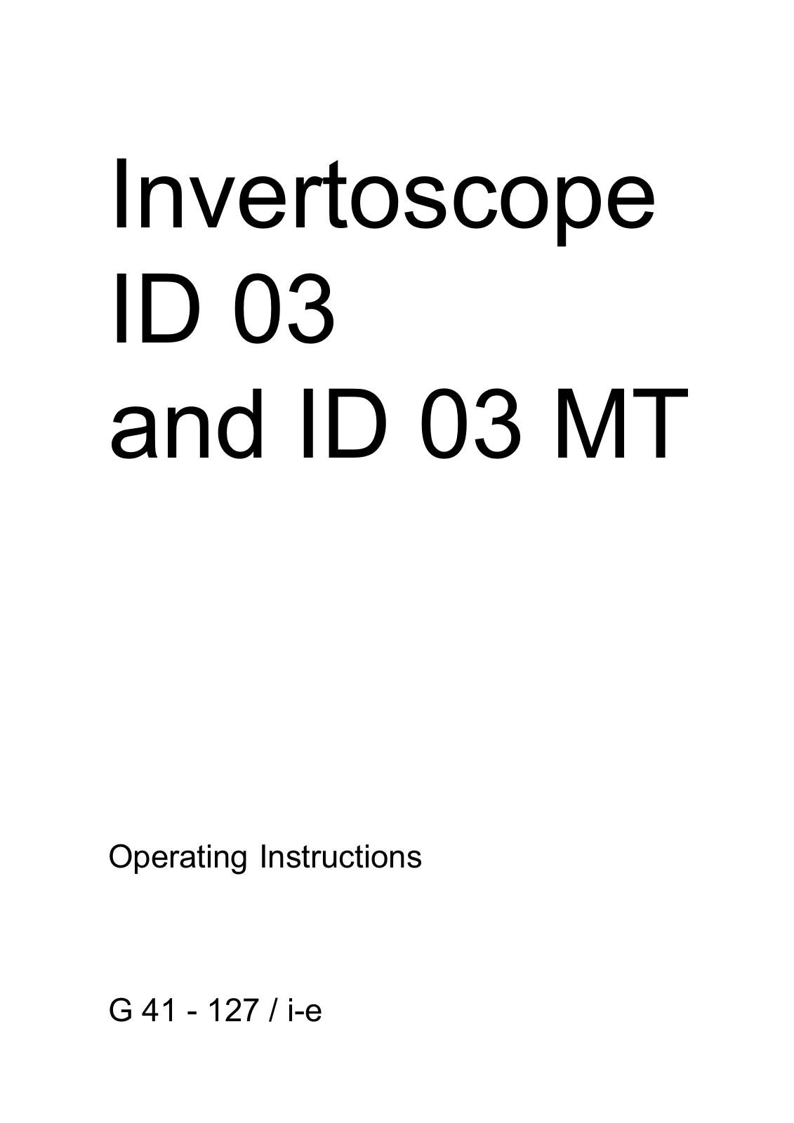 Zeiss ID03, ID03 mt Operating Manual