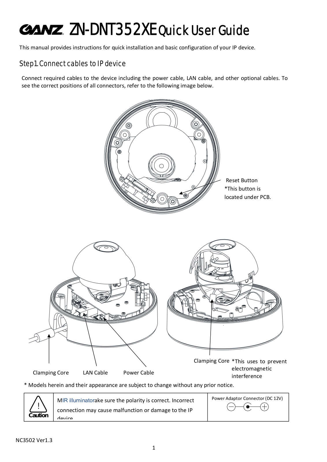 Ganz ZN1A-DNT352XE, ZN-DNT352XE Quick User Guide