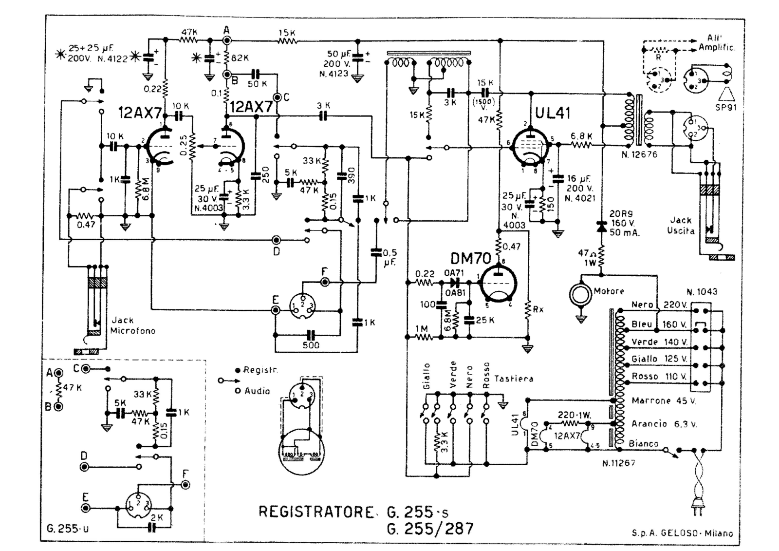 Geloso g255s, g255, 287 schematic