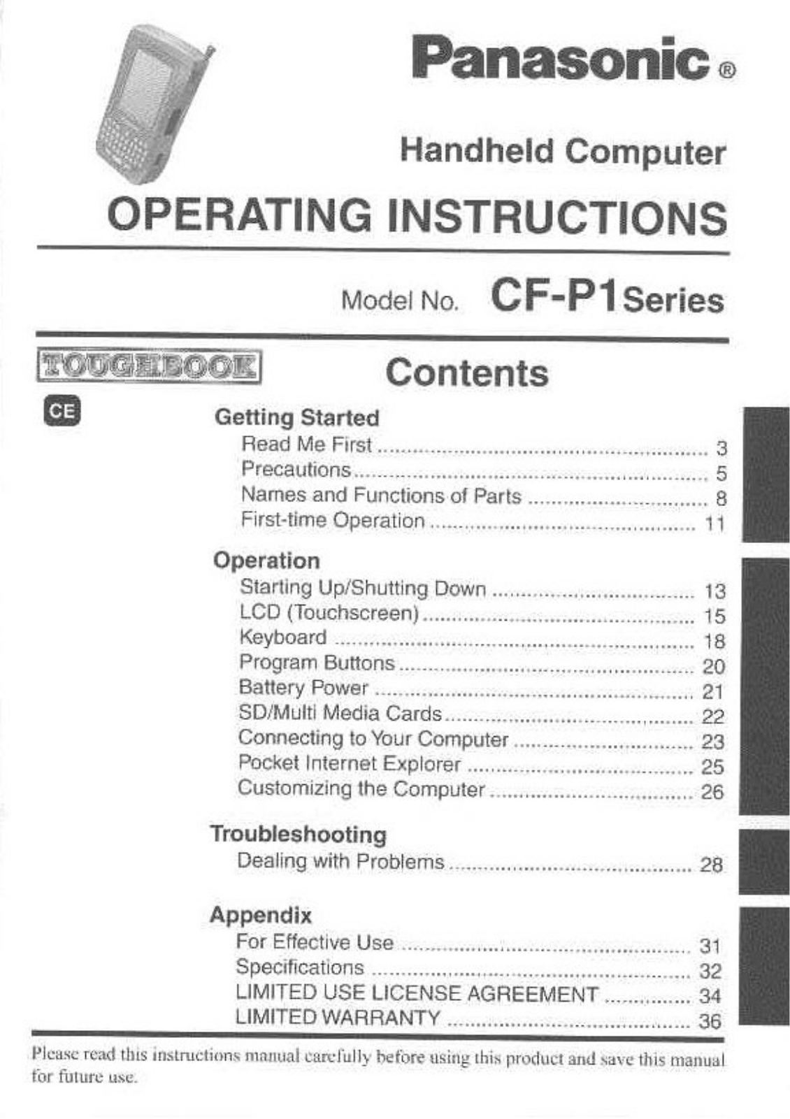 Panasonic CF-P1S3BZZ3M User Manual