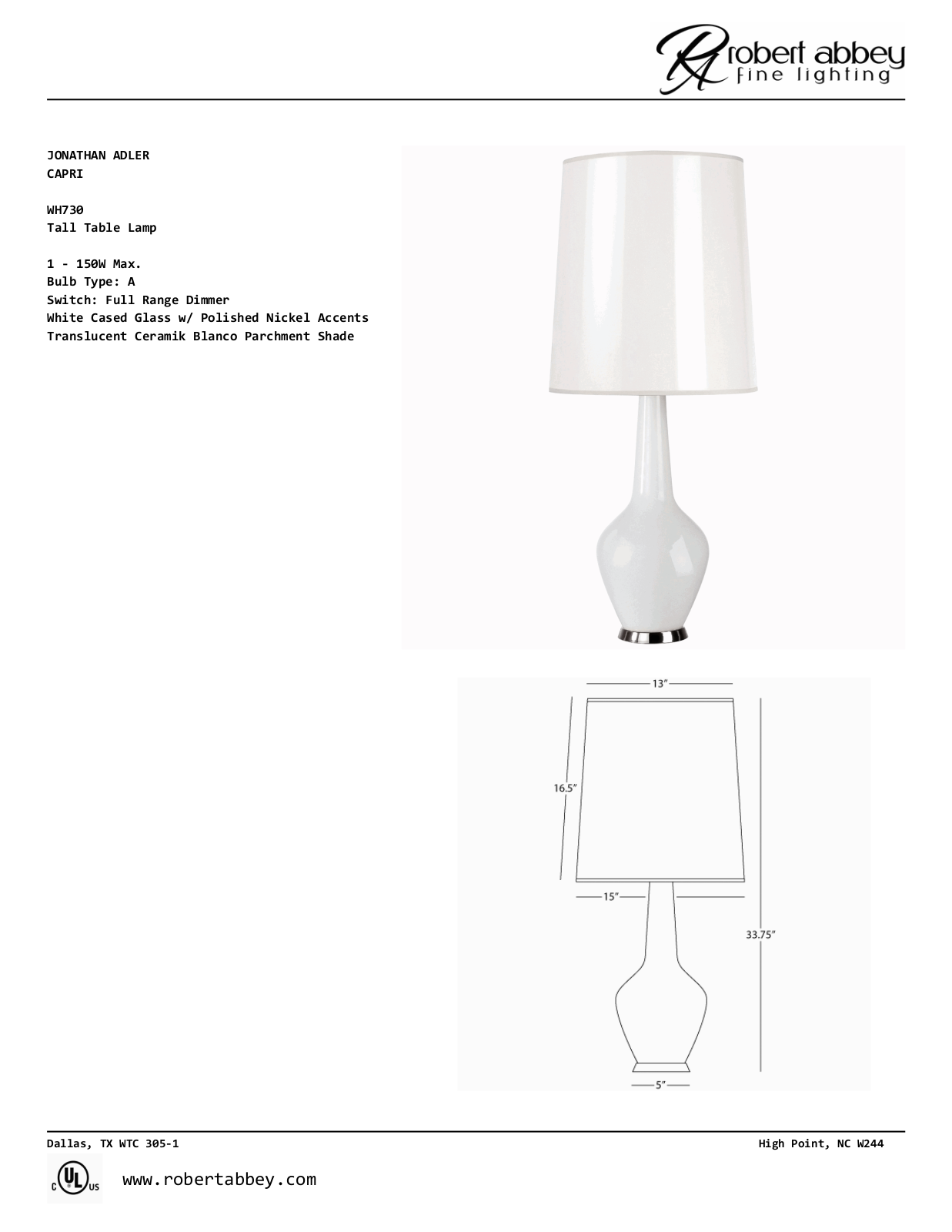 Jonathan Adler XJA1255 Specifications - ManualMachine.com