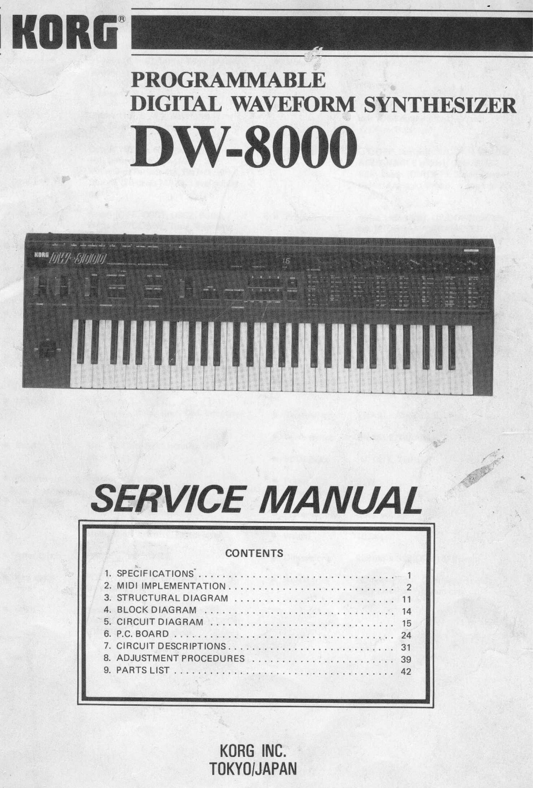 Korg DW-8000 SERVICE MANUAL