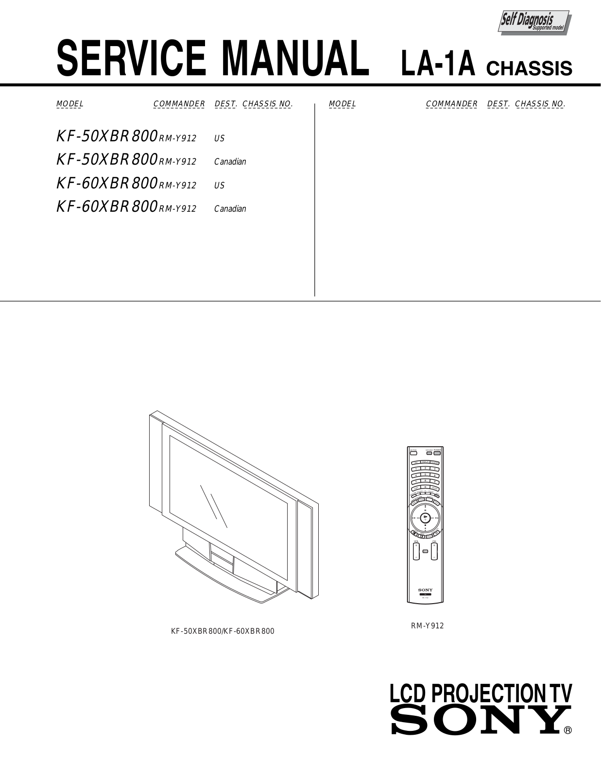 Sony LA-1A, KF-60XBR800, KF-50XBR800 Service Manual