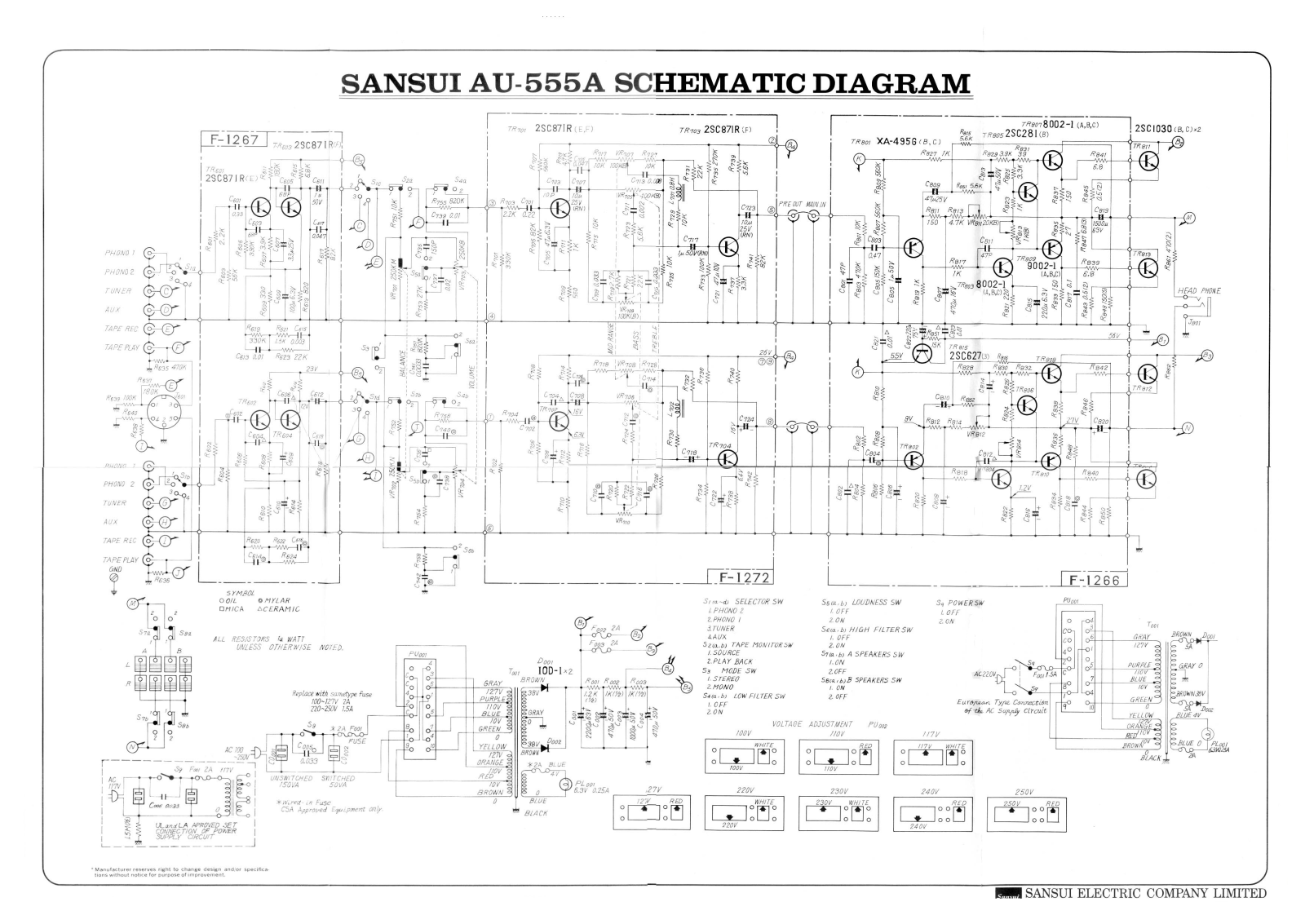 Sansui AU-555-A Schematic