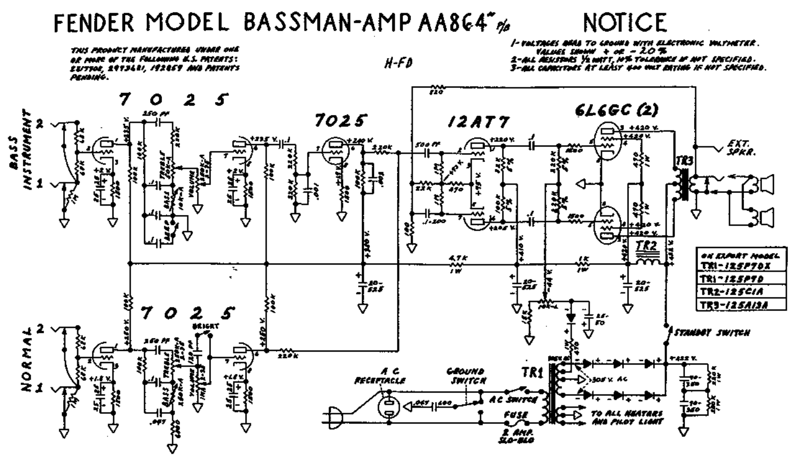 Fender AA864 Schematic