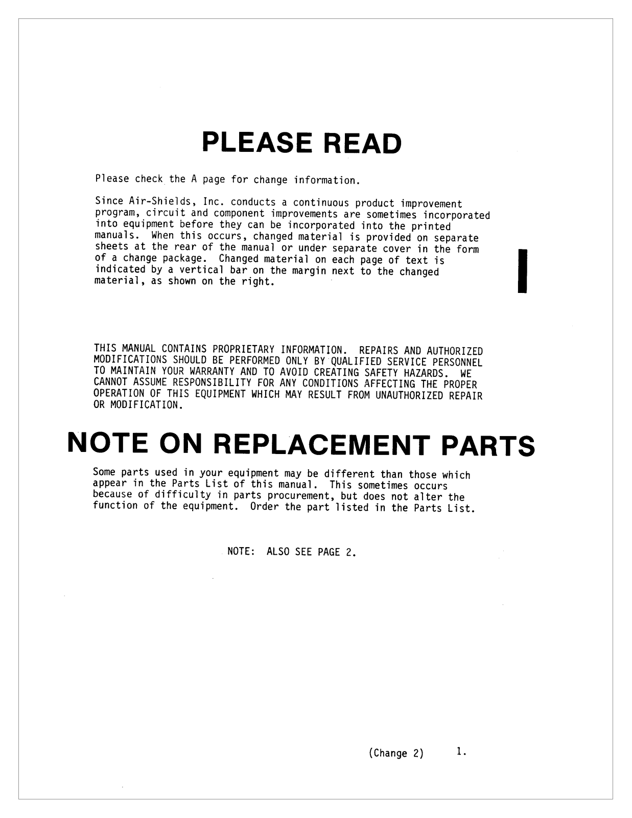 Air-Shields C100, C200, QT User manual