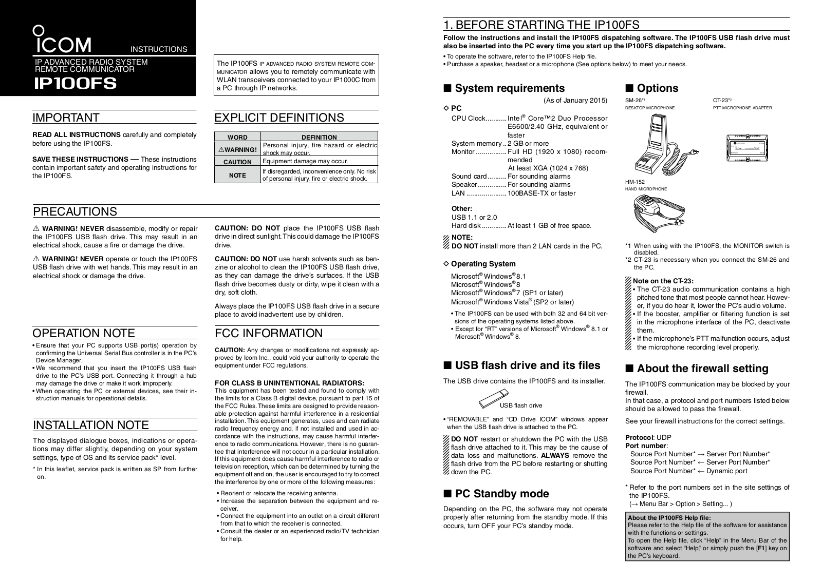 Icom IP100FS Instructions Manual