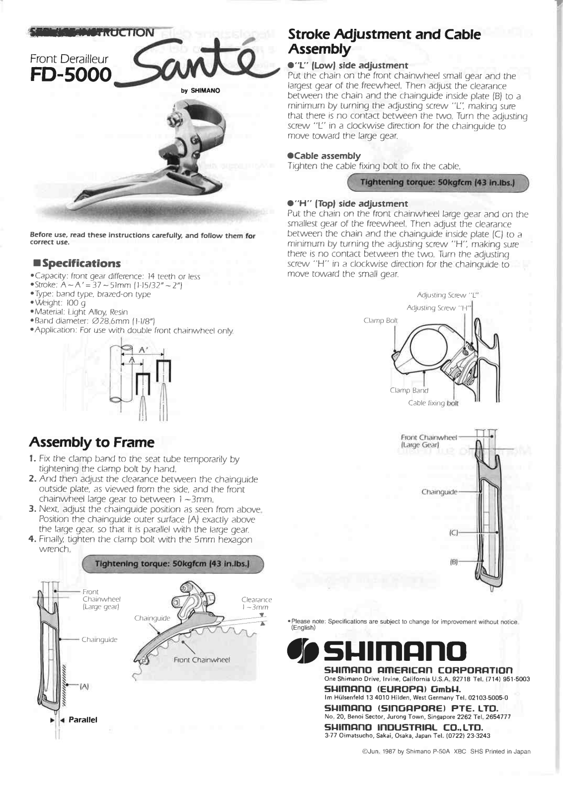 Shimano FD-5000 Service Instructions - ManualMachine.com