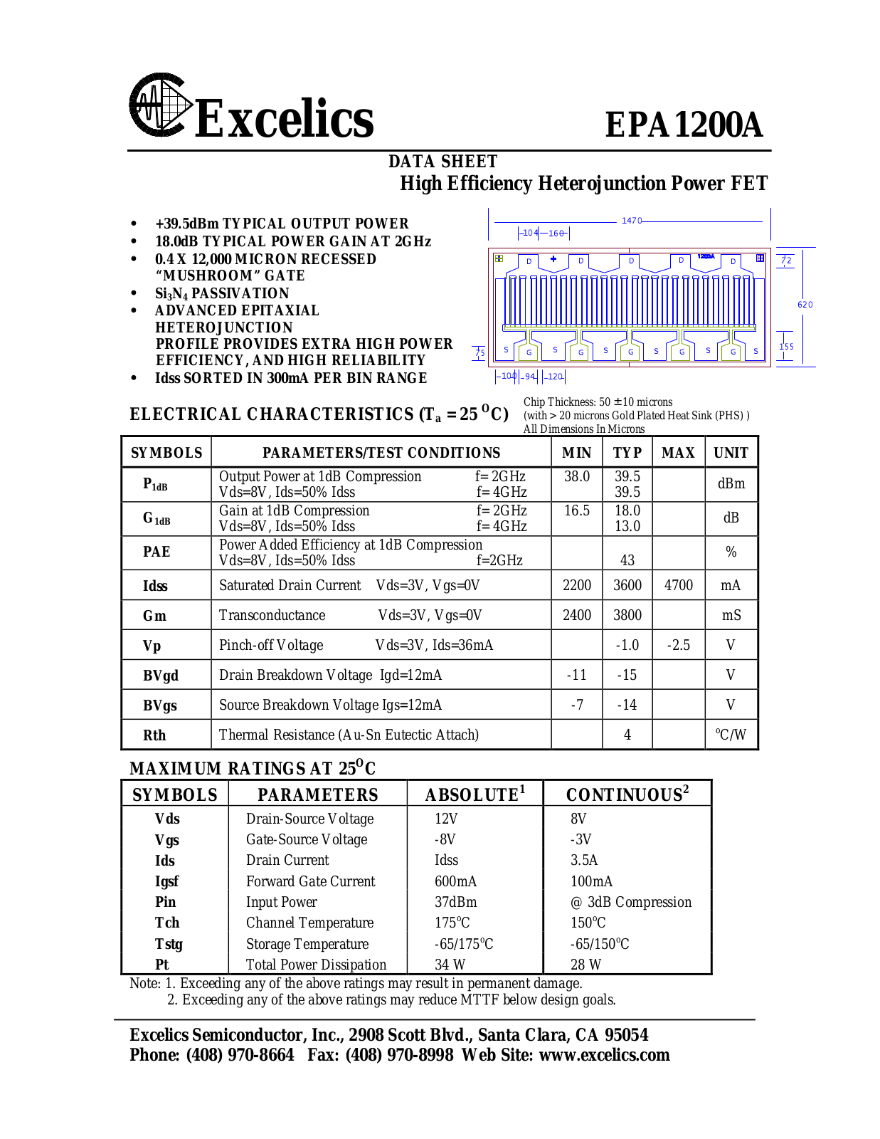 Datasheet EPA1200A Datasheet (Excelics) - ManualMachine.com