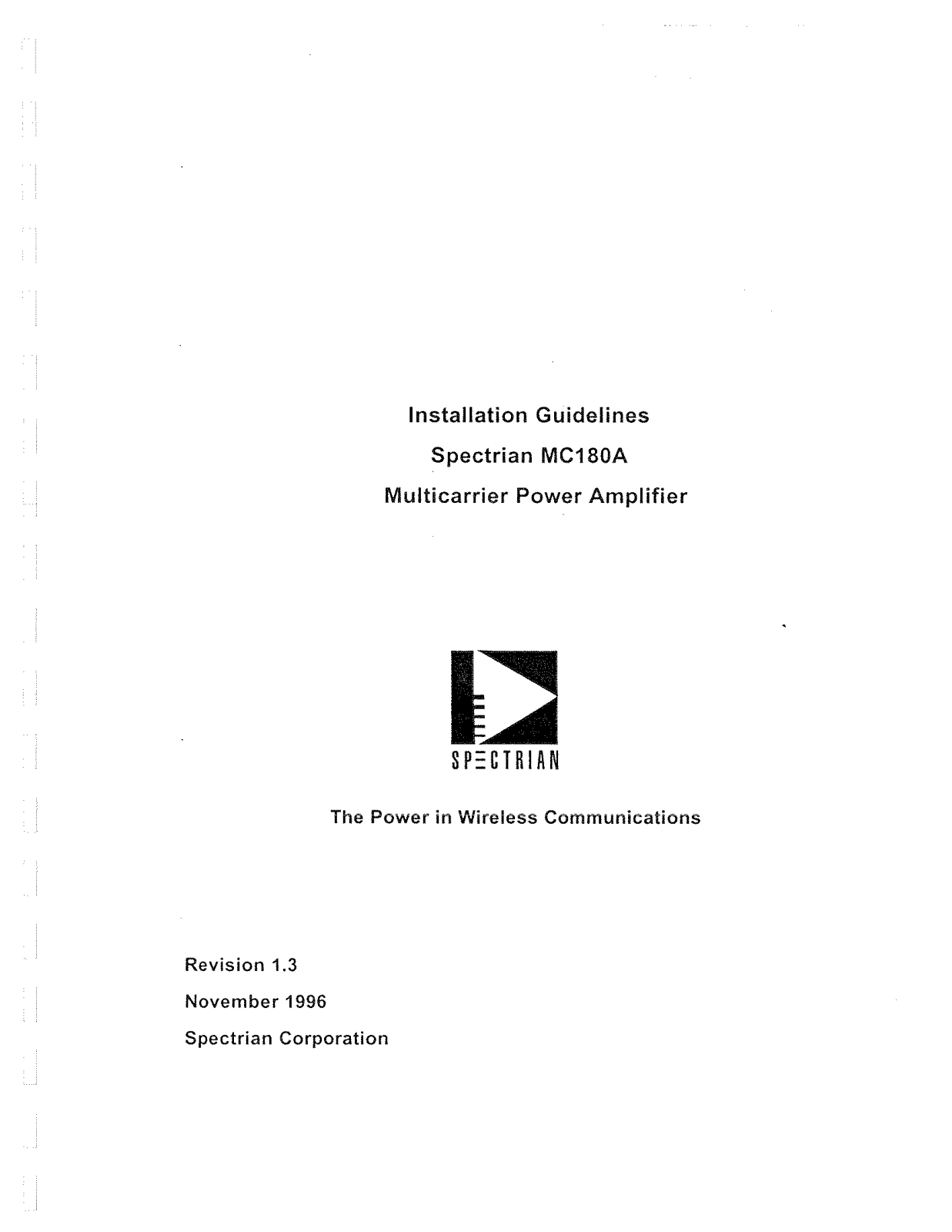 Spectrian Corporation MC180A User Manual