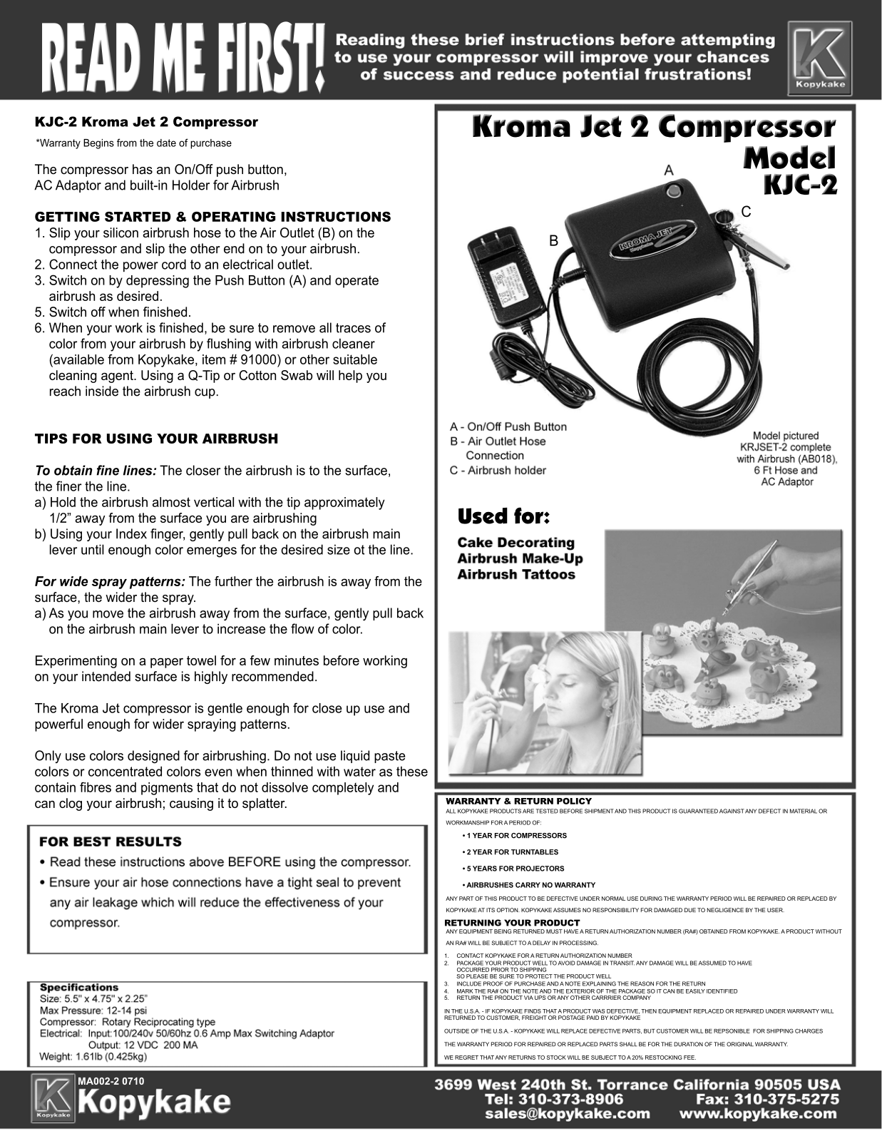 Kopykake KJC-2 Installation  Manual