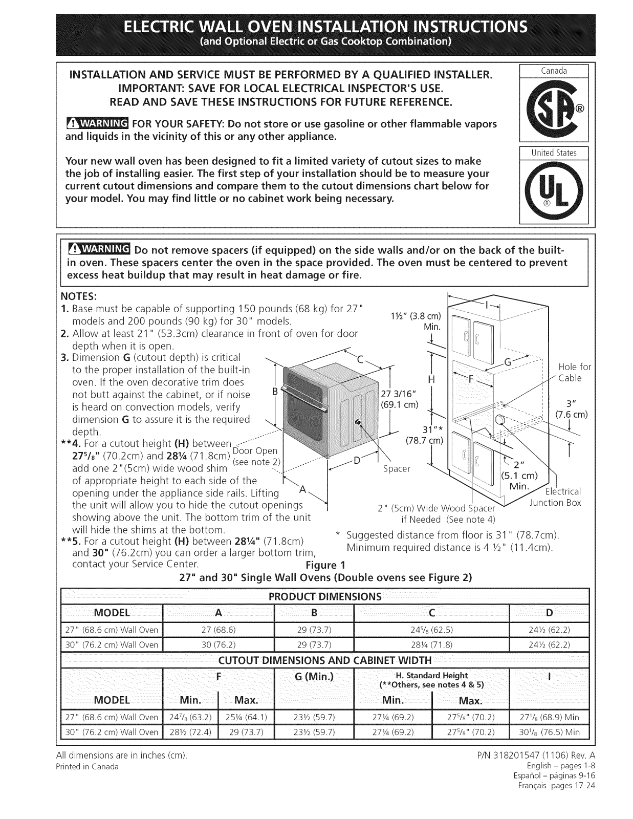 Electrolux EI27EW45JS3, EI27EW45JS4, EI27EW45KB3, EI27EW45KW3, EI30EW45KB3 Installation Guide - ManualMachine.com