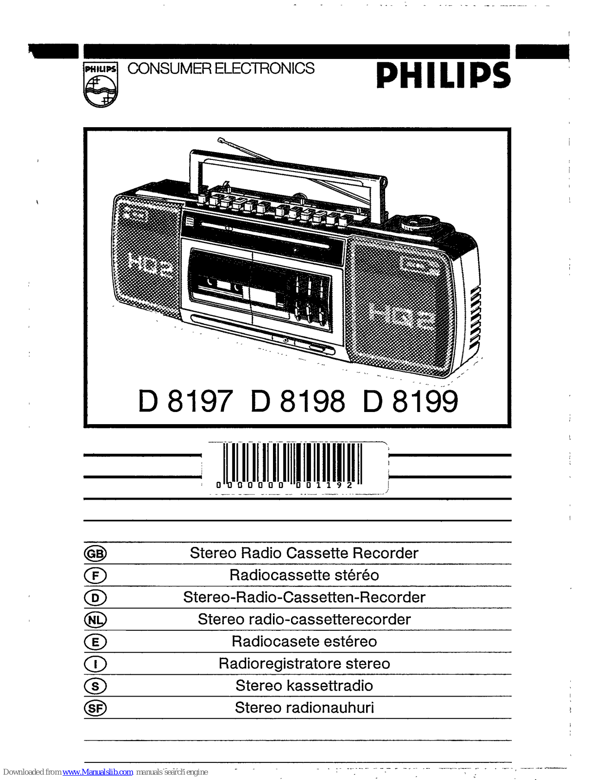 Philips D8197, D8199, D8198 Instructions Manual