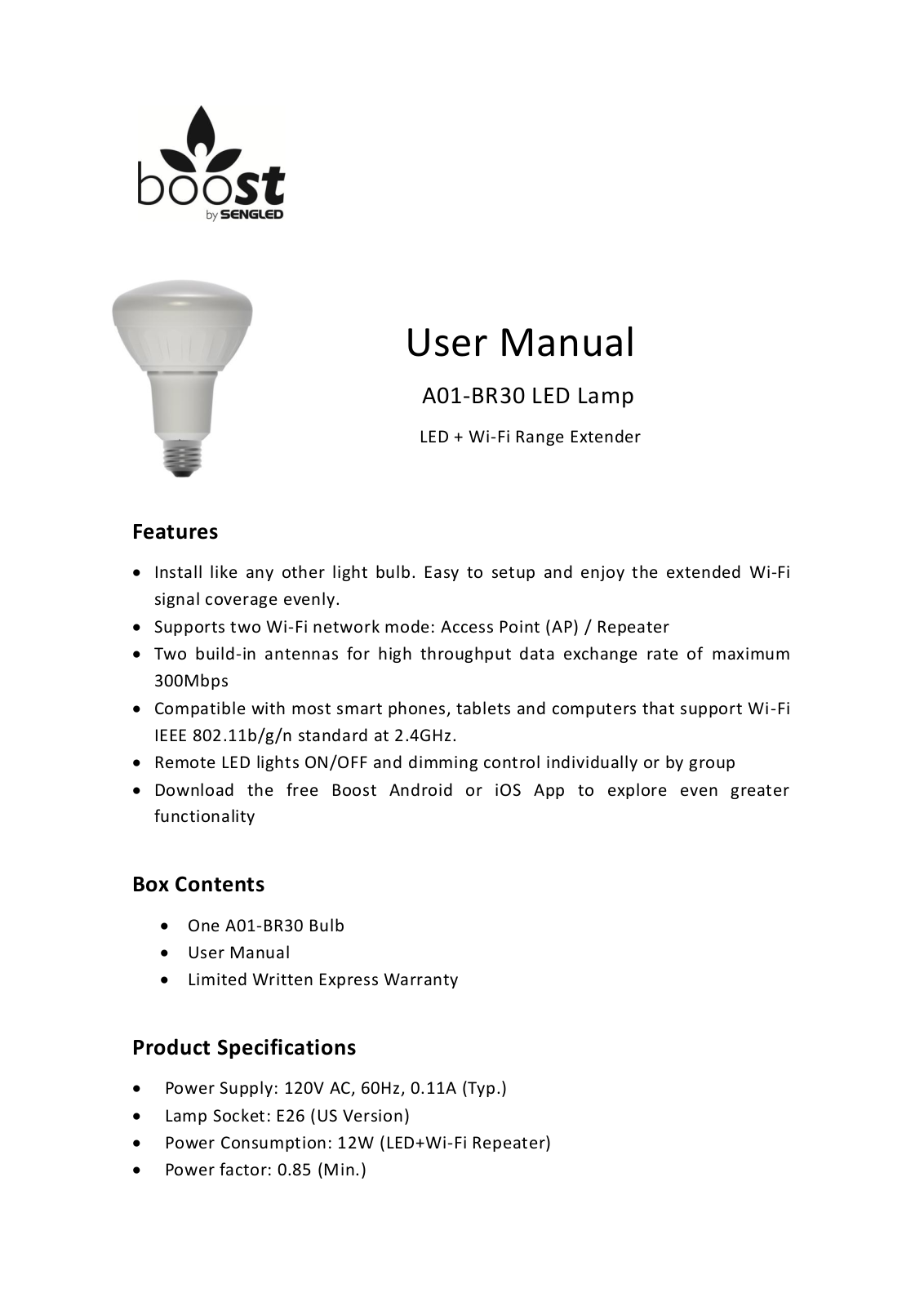 Zhejiang shenghui lighting Branch SH-000000003 User Manual