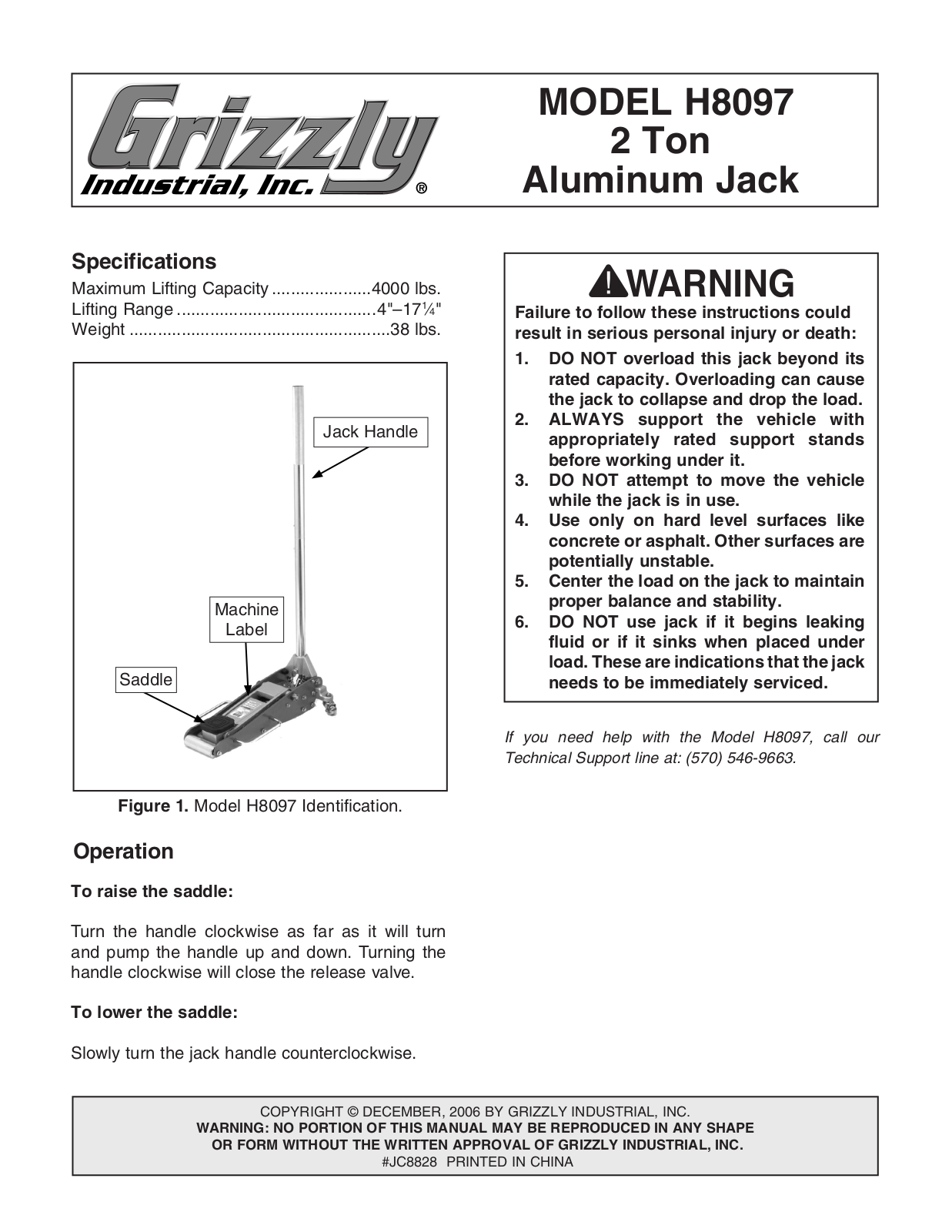 Grizzly H8097 User Manual